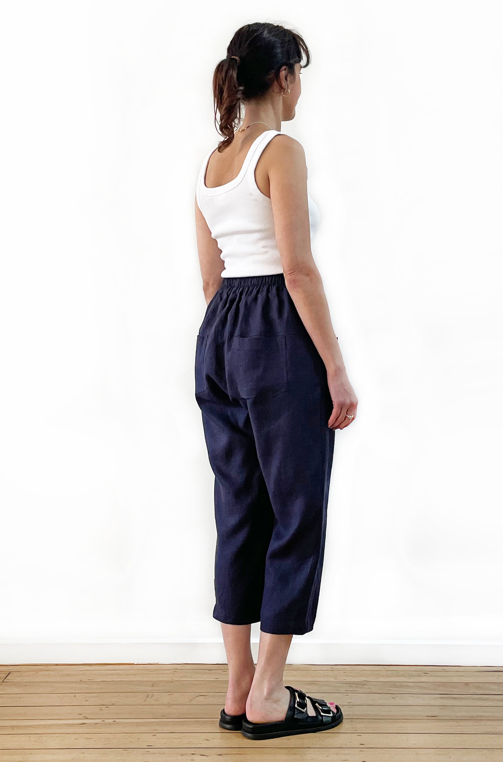 LINEN POCKET PANT NAVY