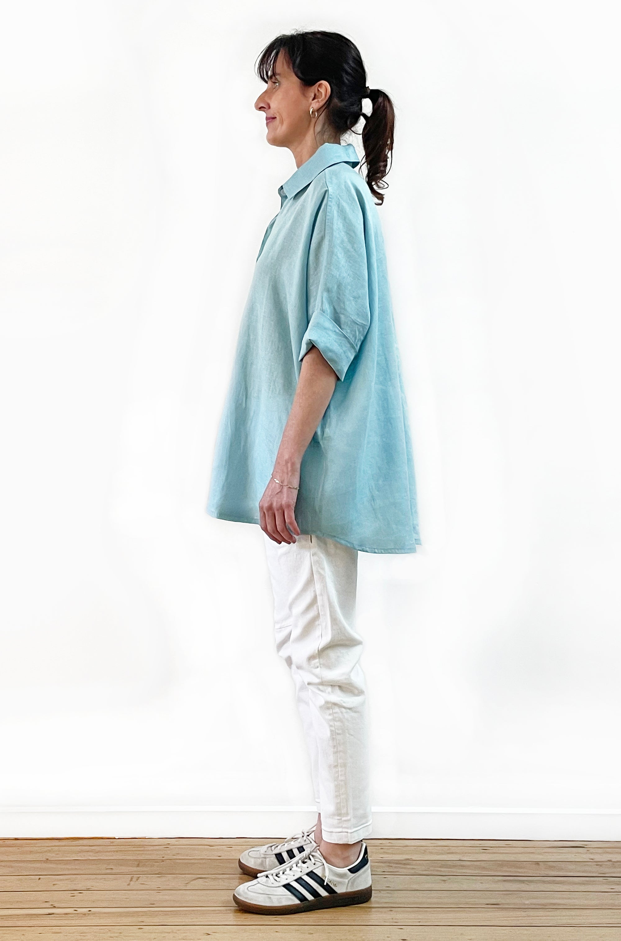 LINEN RELAXED SHIRT AQUA