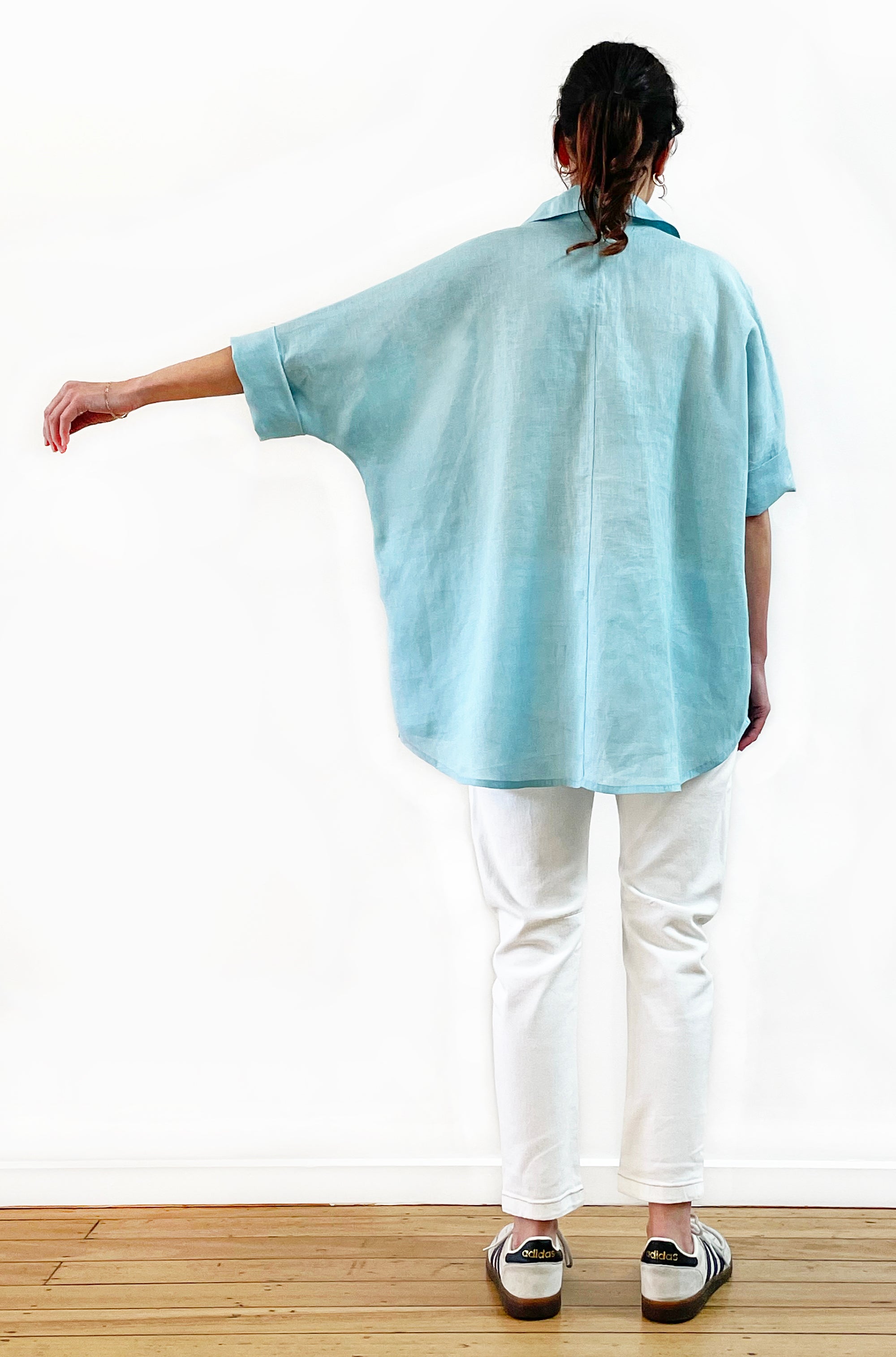 LINEN RELAXED SHIRT AQUA