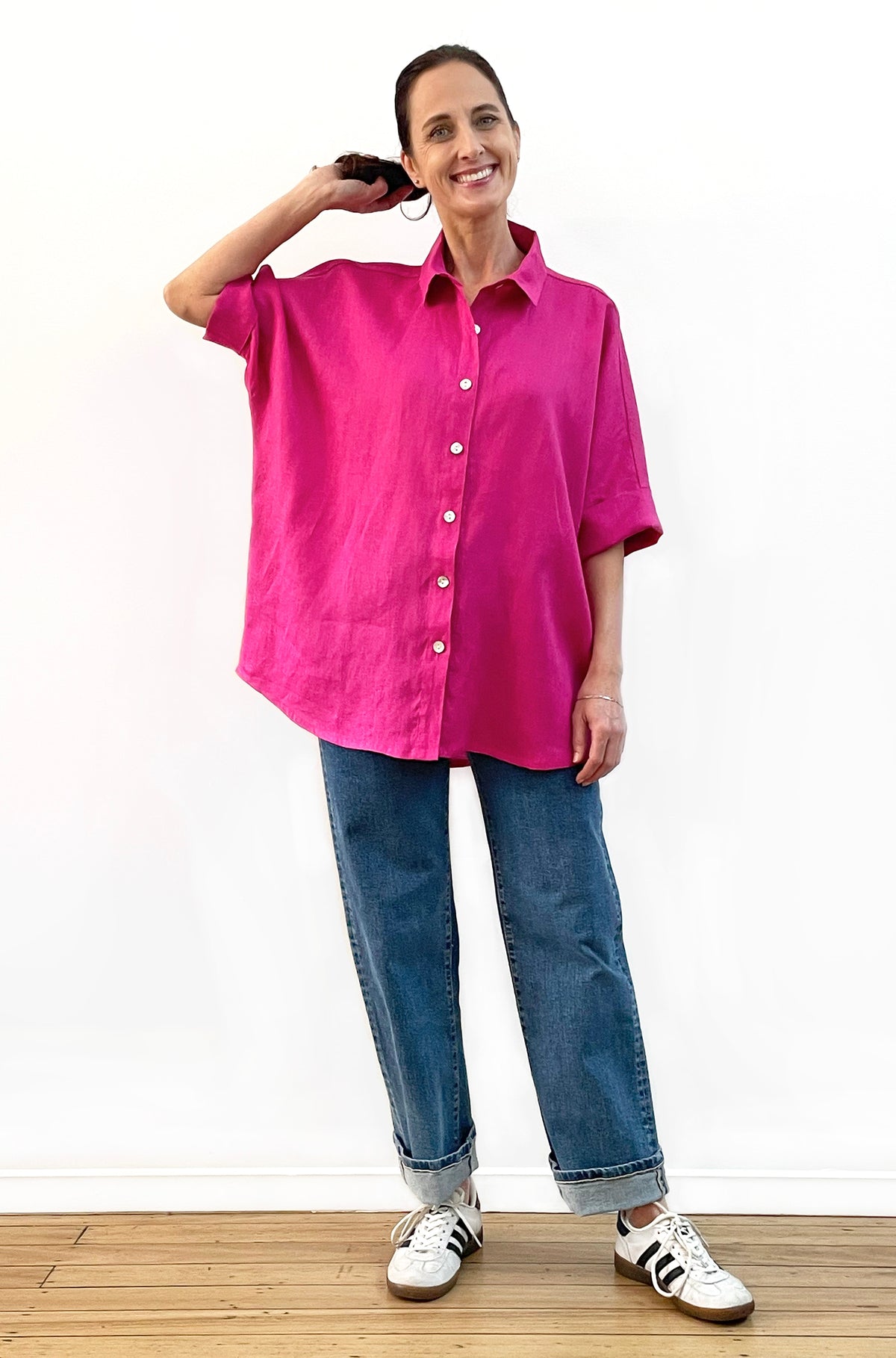LINEN RELAXED SHIRT FUCHSIA