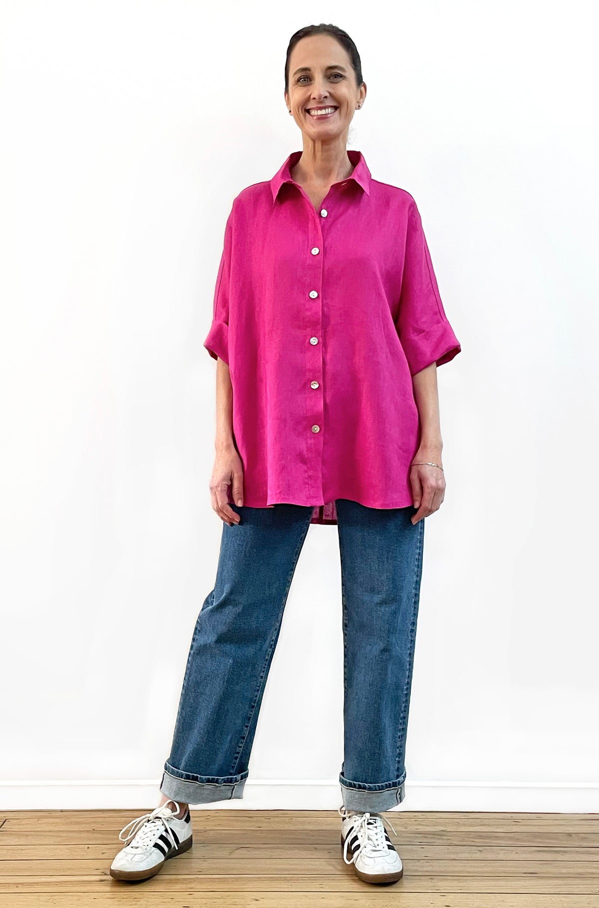 LINEN RELAXED SHIRT FUCHSIA