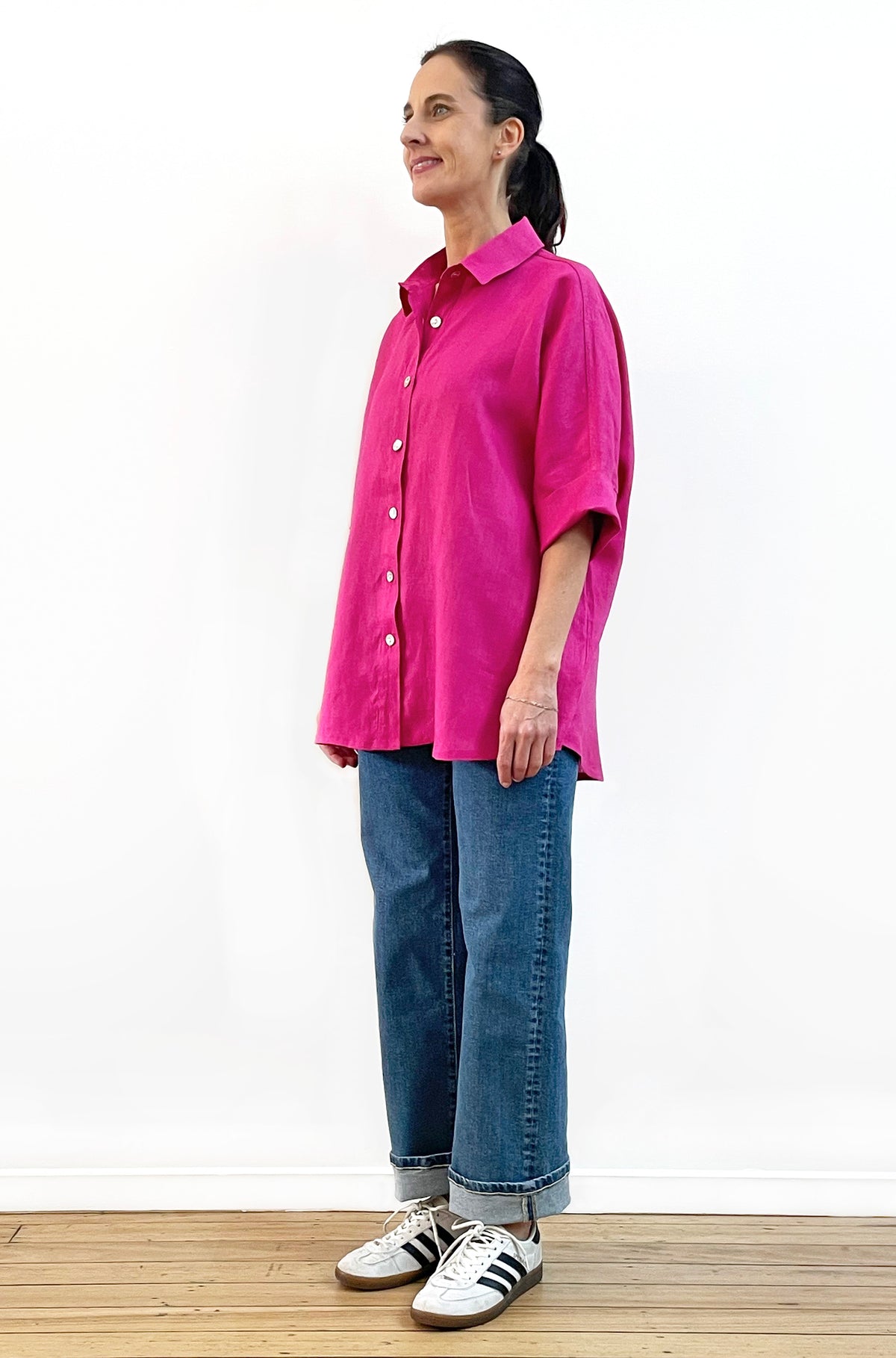 LINEN RELAXED SHIRT FUCHSIA