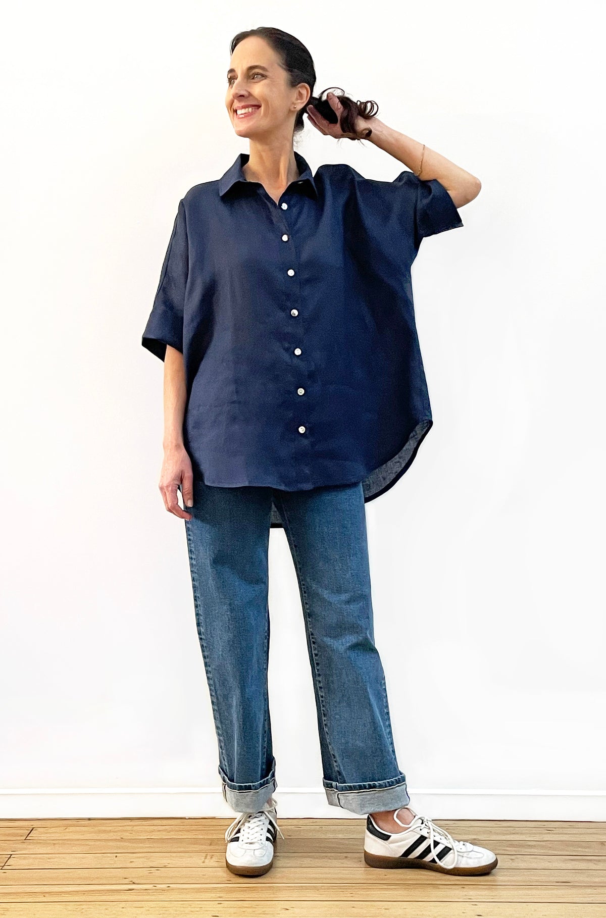 LINEN RELAXED SHIRT NAVY