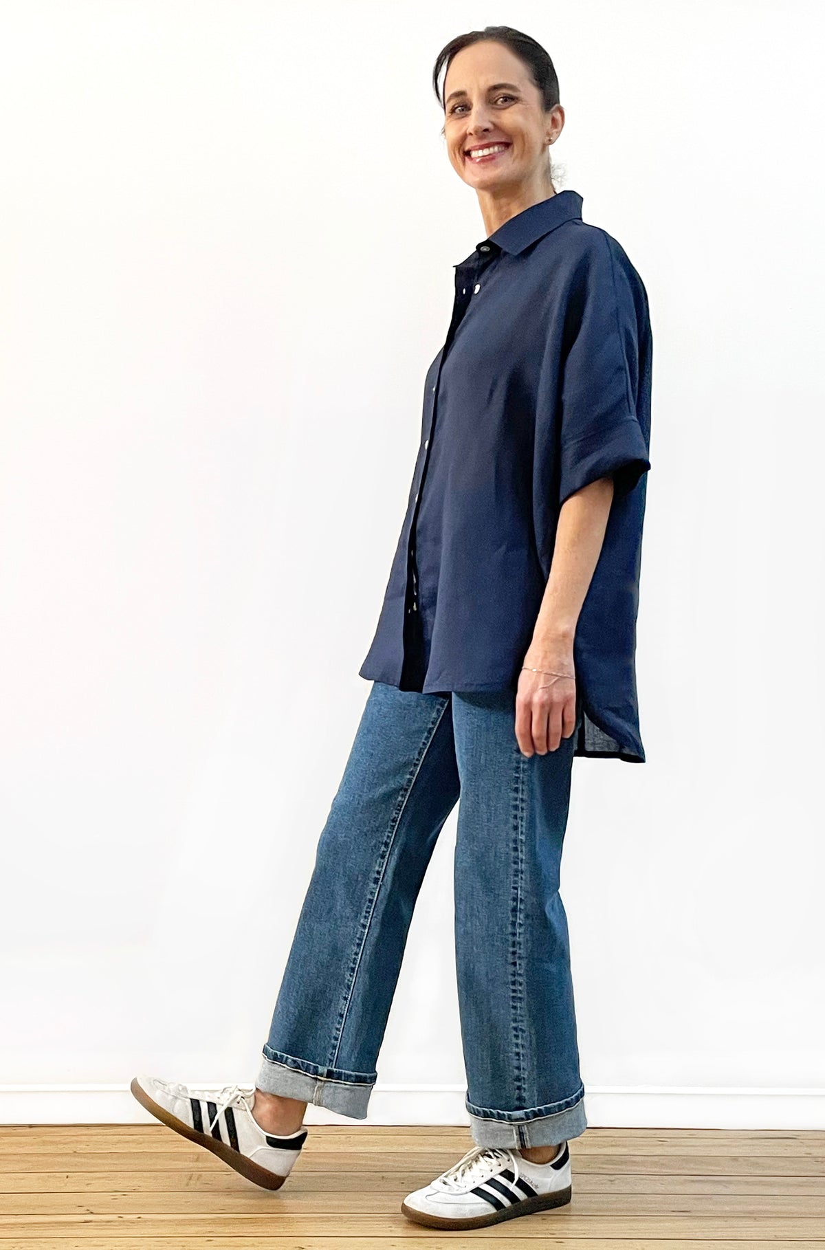 LINEN RELAXED SHIRT NAVY