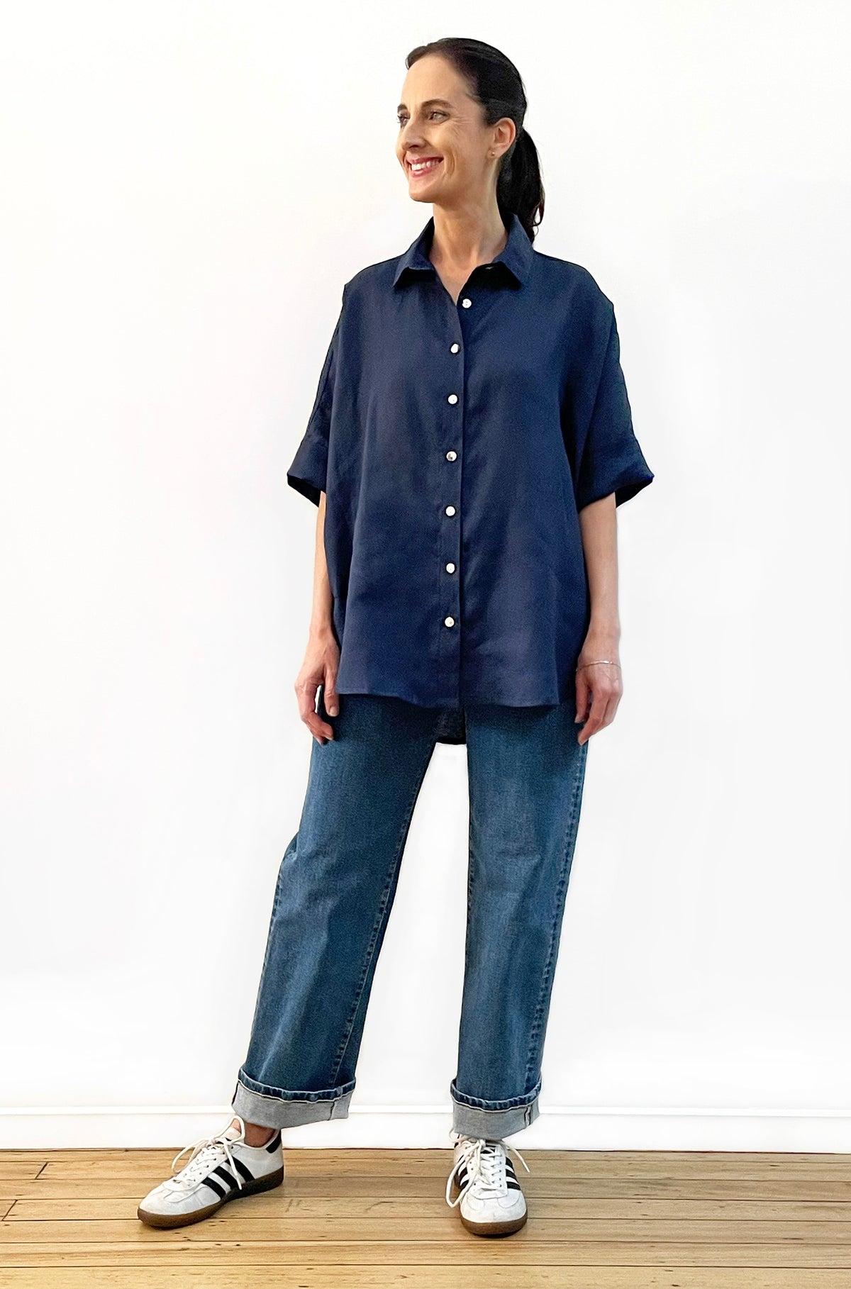 LINEN RELAXED SHIRT NAVY