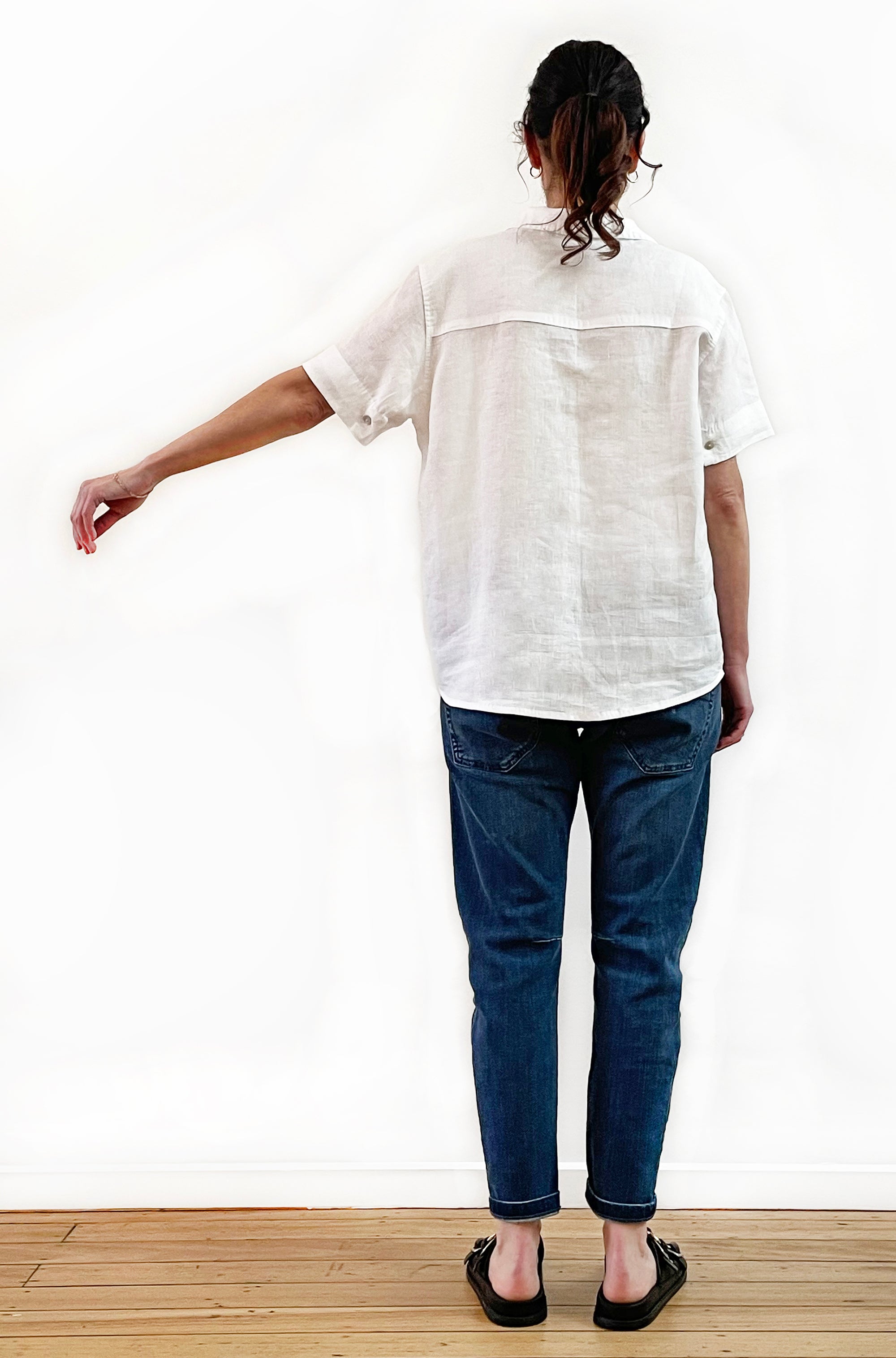 LINEN SHORT SLEEVE POPOVER SHIRT WHITE