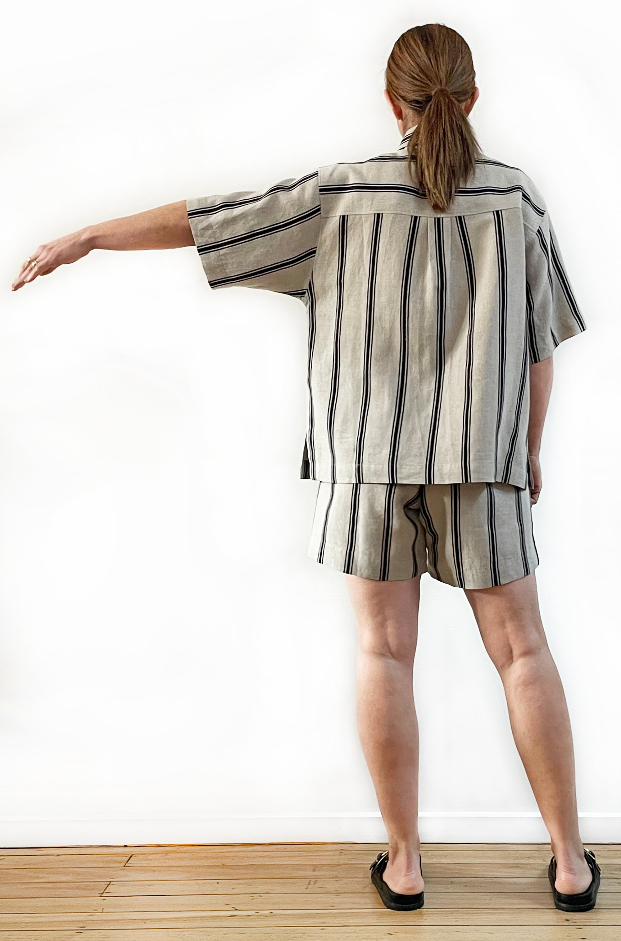 LINEN SHORT SLEEVE SHIRT NATURAL STRIPE