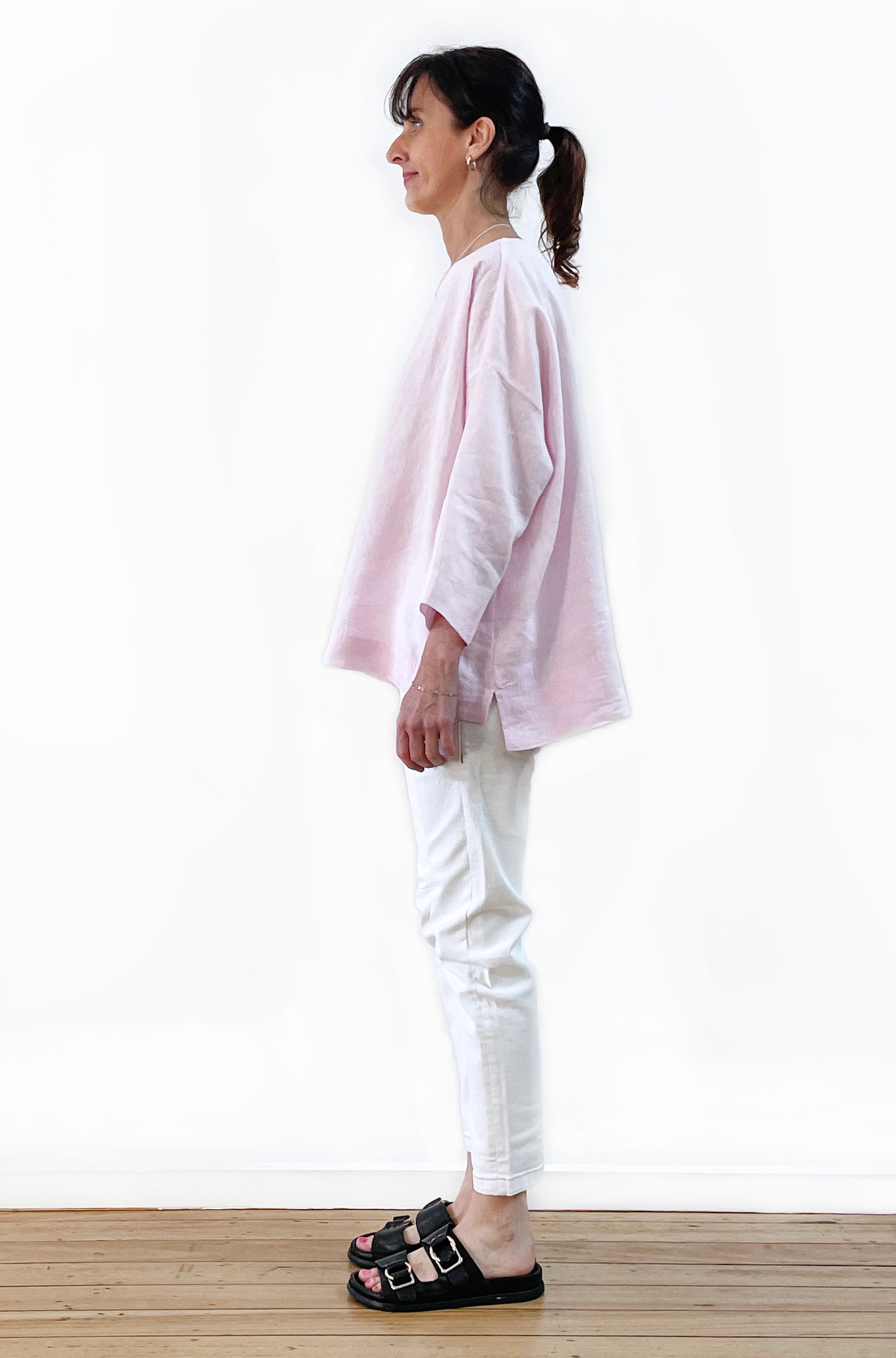 LINEN SLOUCHY TOP SOFT PINK