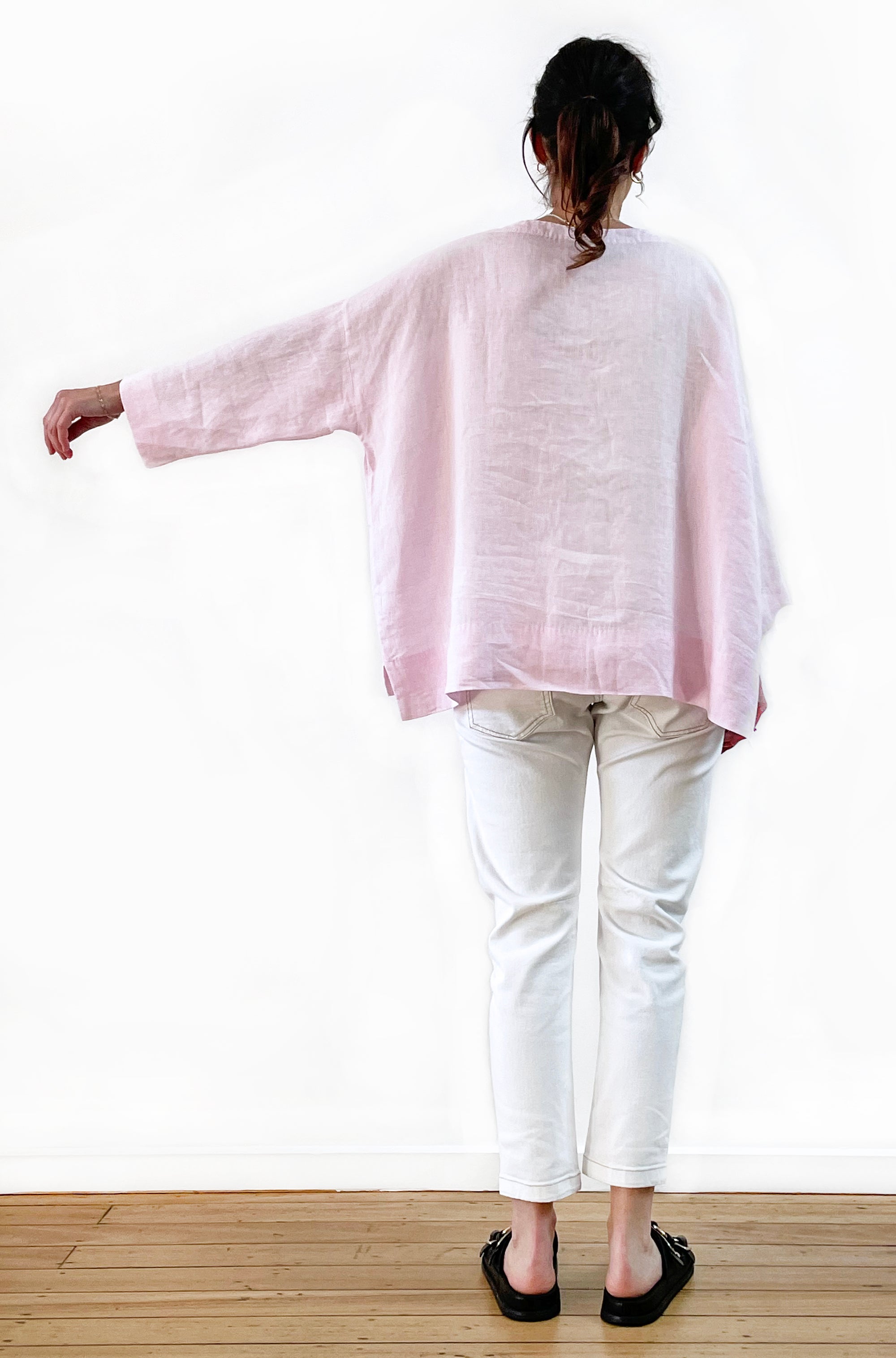 LINEN SLOUCHY TOP SOFT PINK