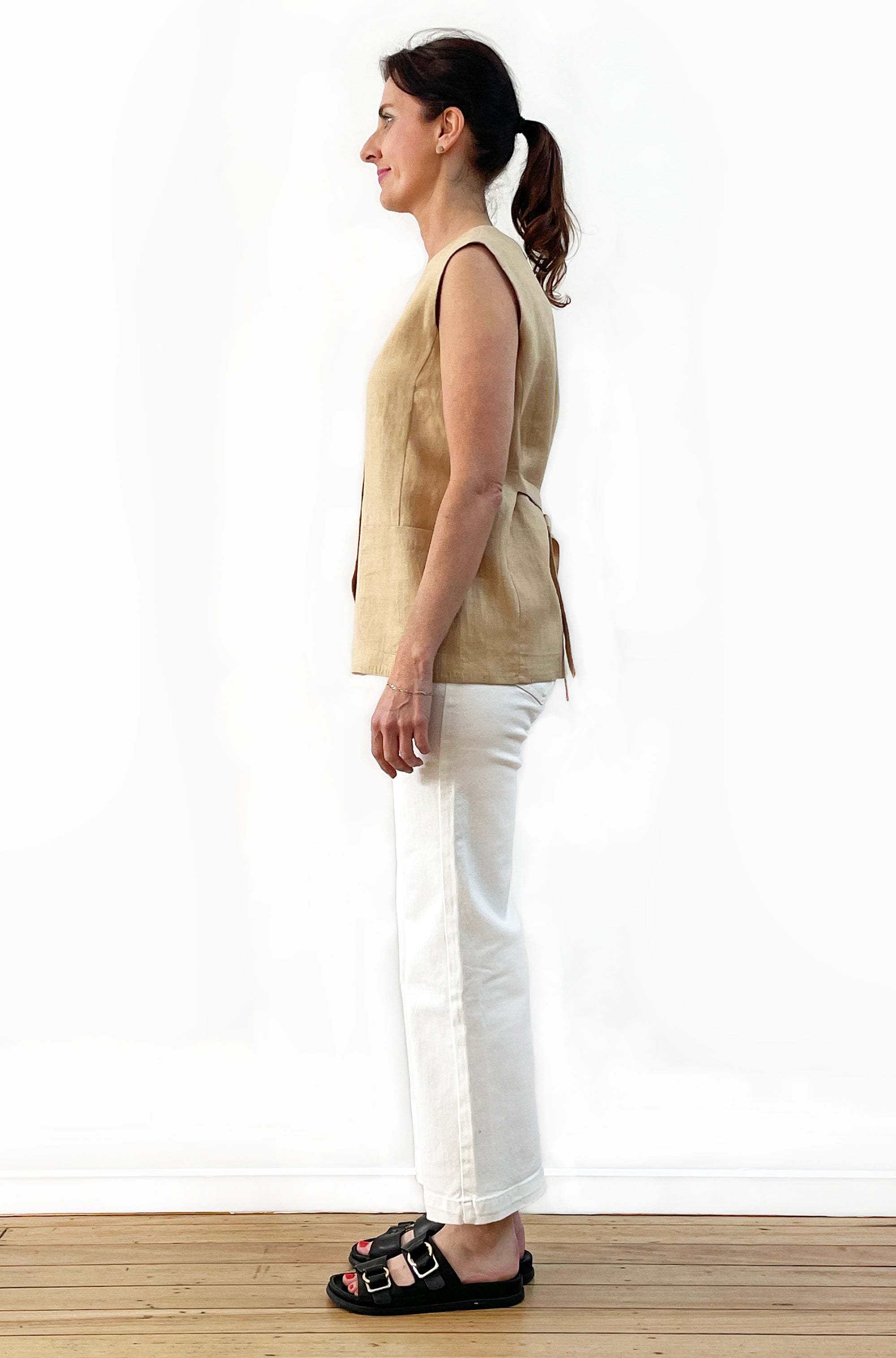 LINEN VEST ANTIQUE GOLD