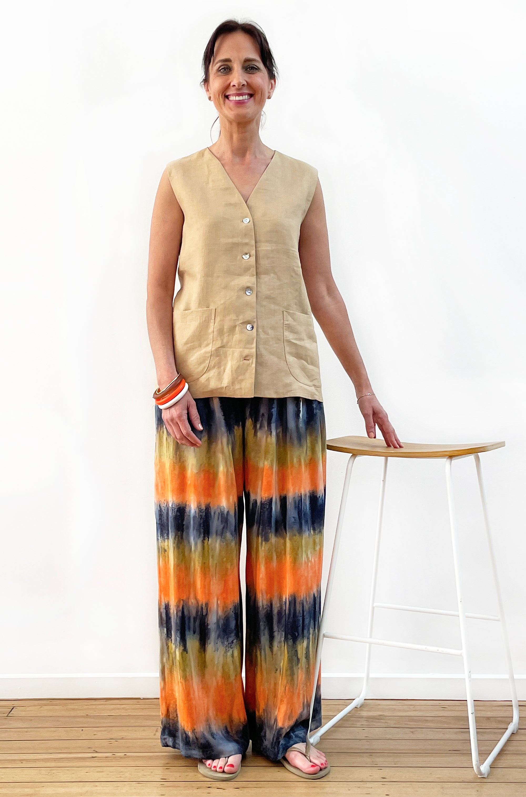 LINEN VEST ANTIQUE GOLD