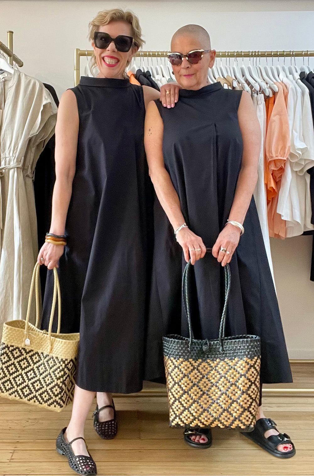 COTTON ROLL NECK SWING DRESS BLACK
