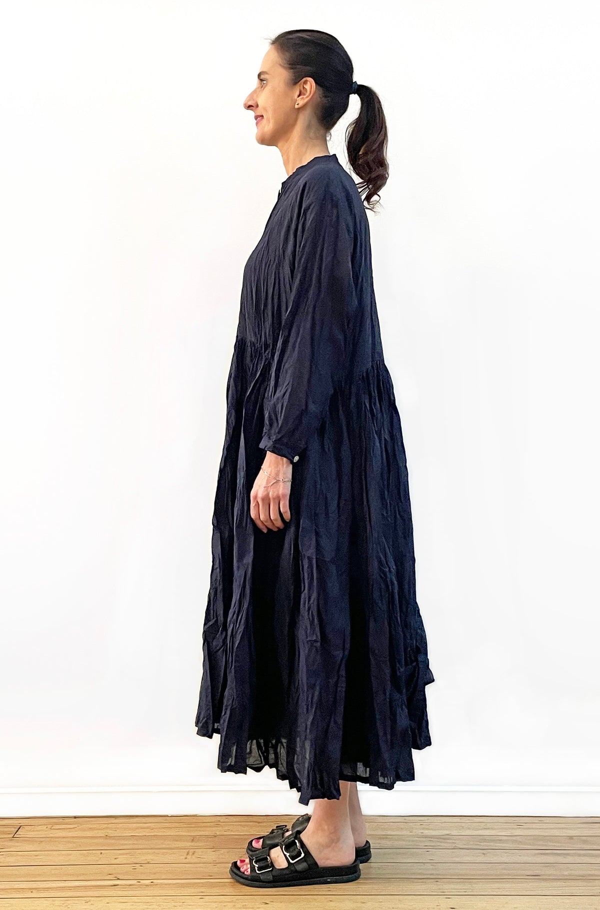 COTTON TWIST & GO BUTTON THRU DRESS FRENCH NAVY