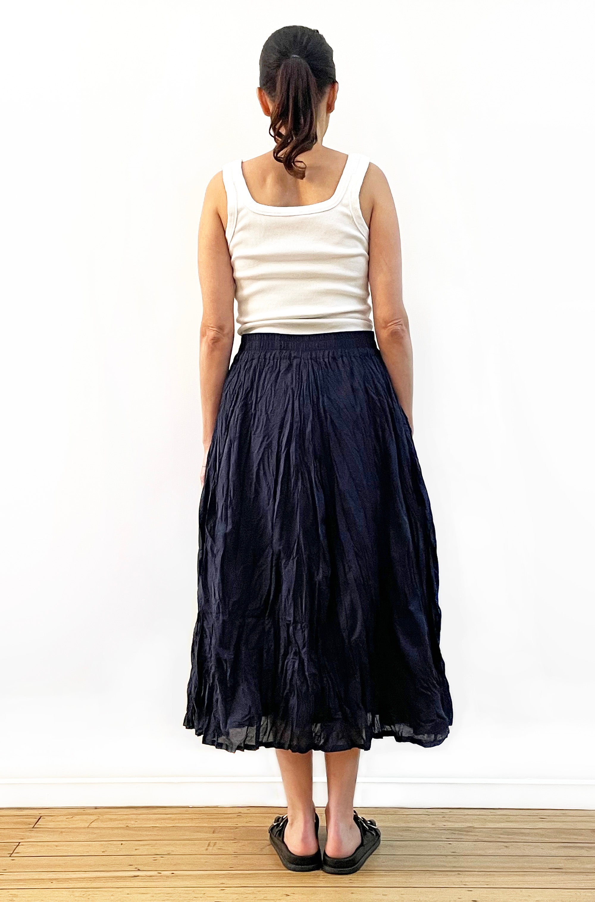COTTON TWIST & GO MIDI SKIRT FRENCH NAVY