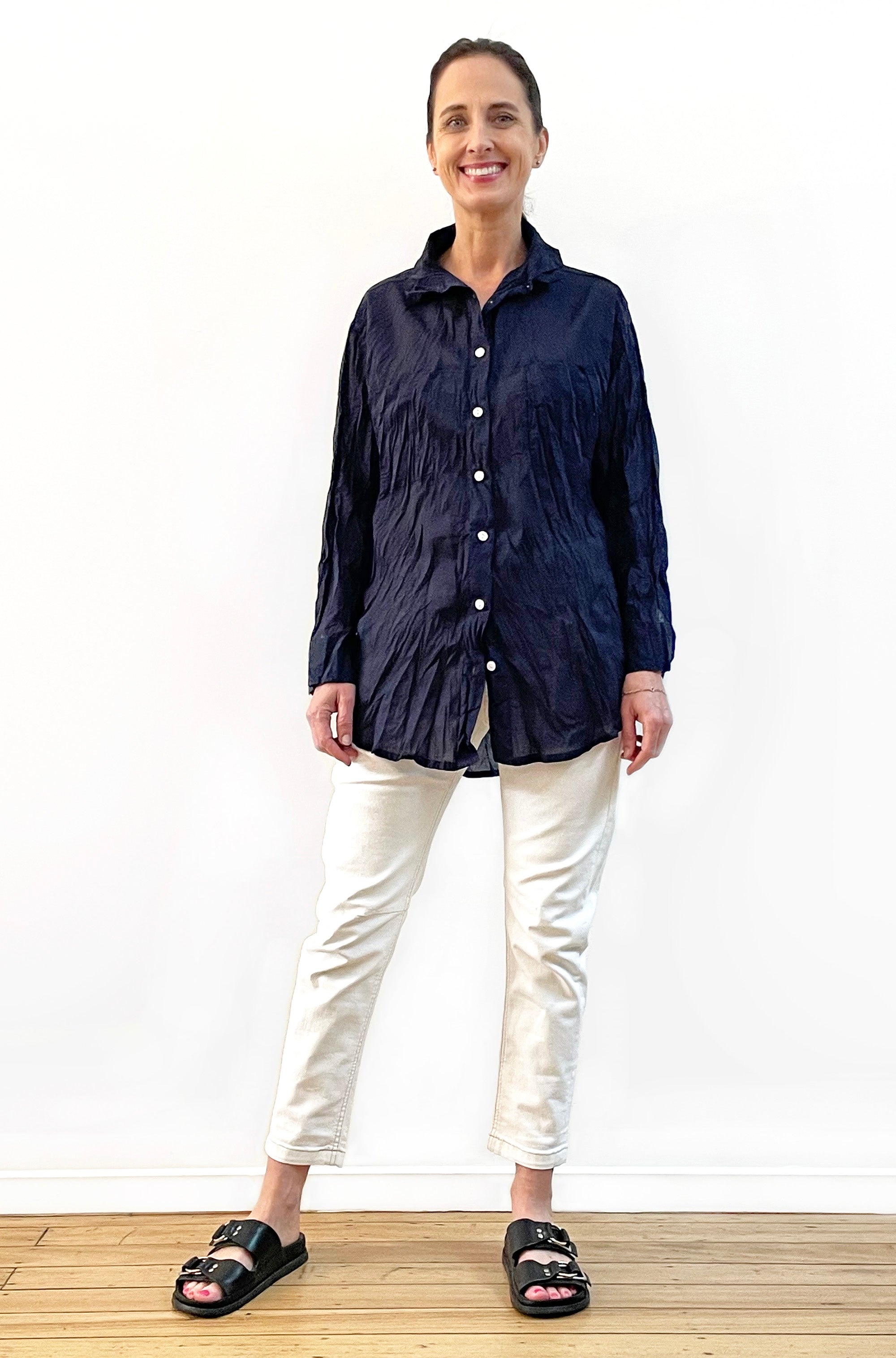 COTTON TWIST & GO SHIRT FRENCH NAVY