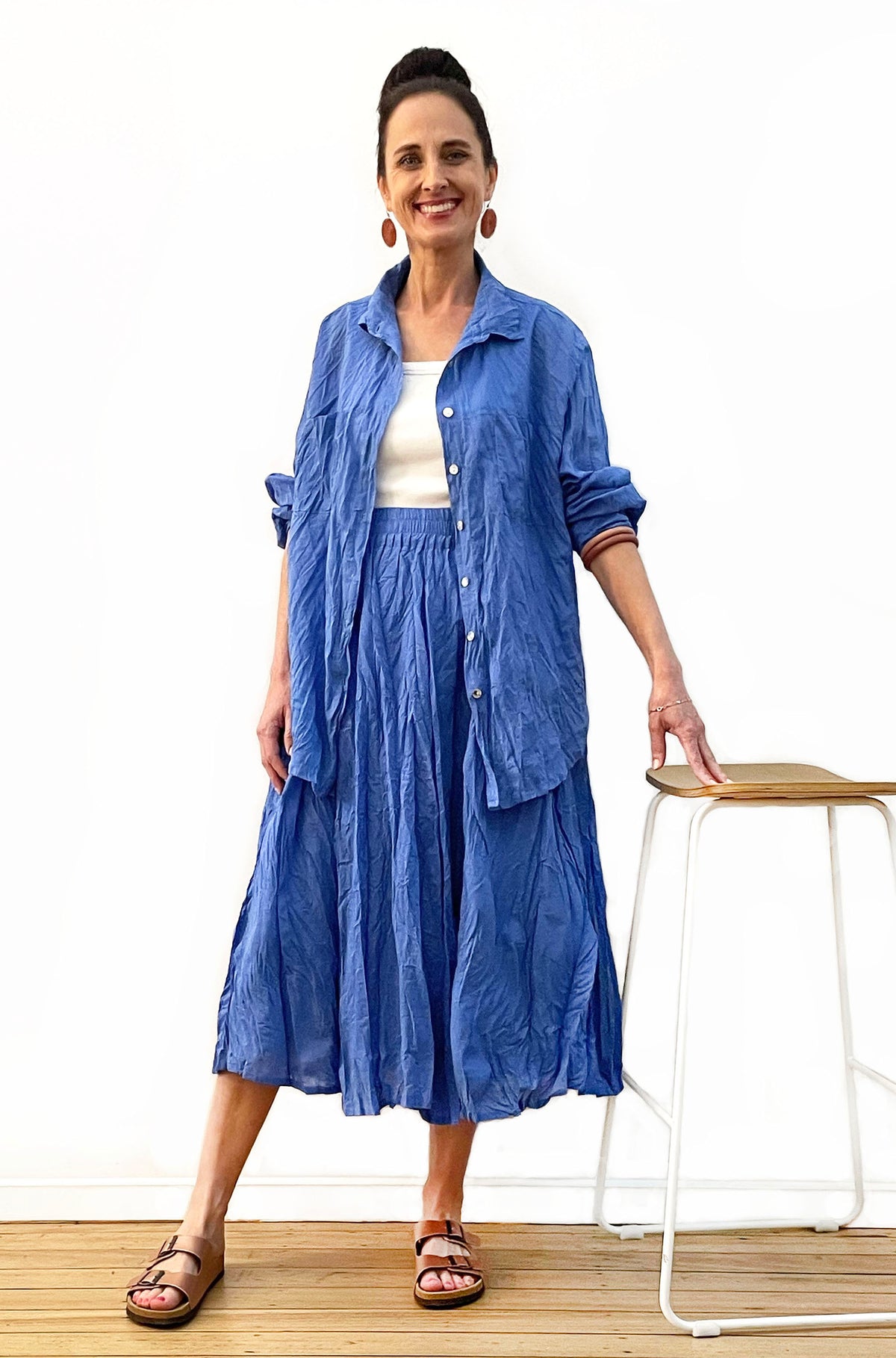 COTTON TWIST & GO SHIRT OCEAN BLUE