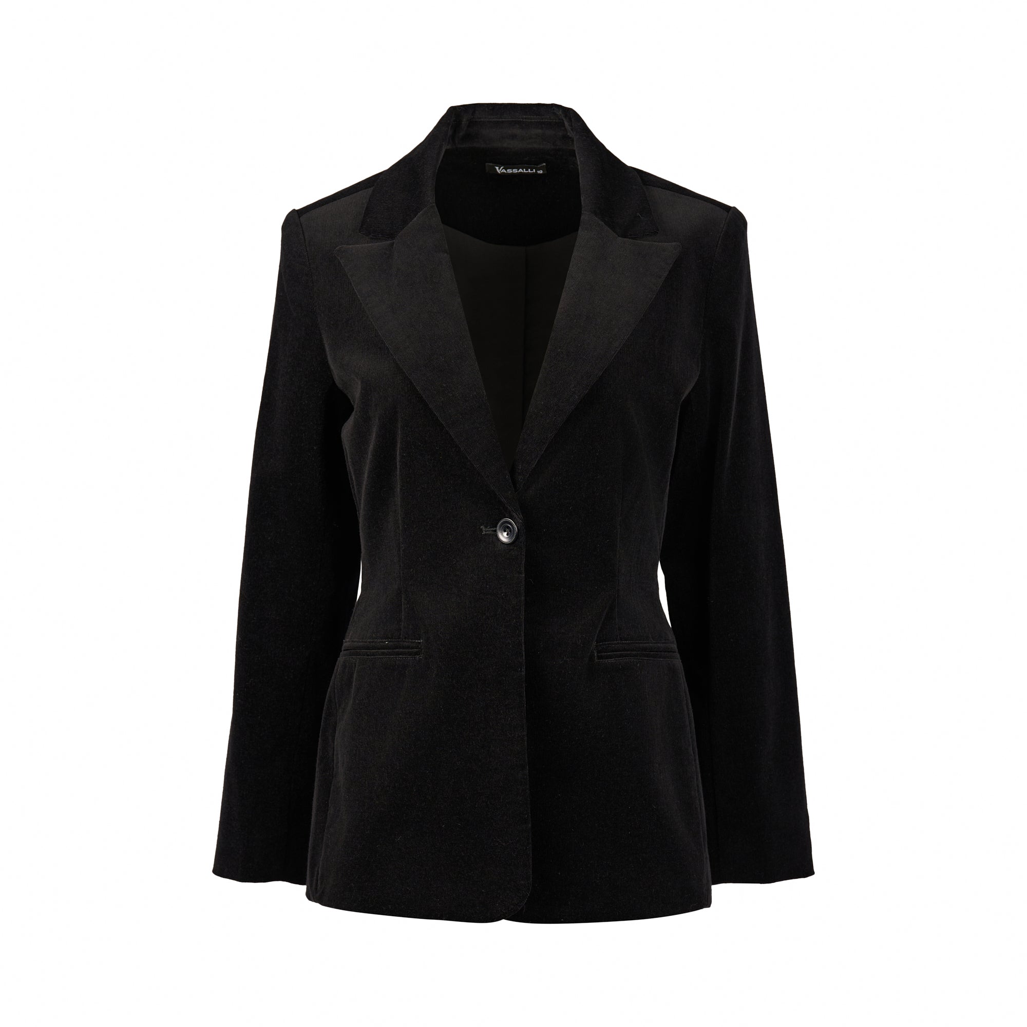 VASSALLI SHAPED PINWALE CORD BLAZER BLACK