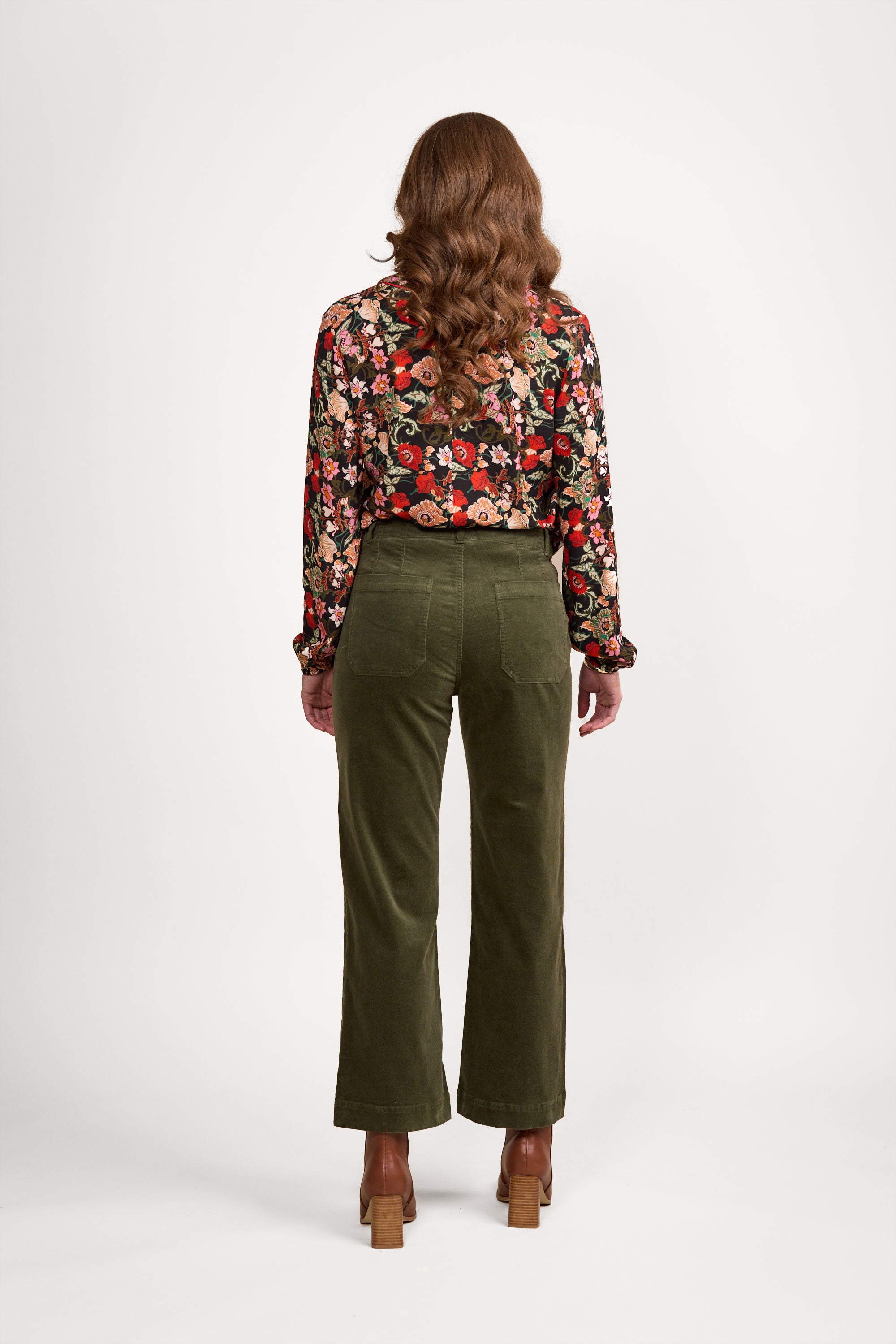 VASSALLI WIDE LEG ANKLE GRAZER CORD PANT DEEP SAGE