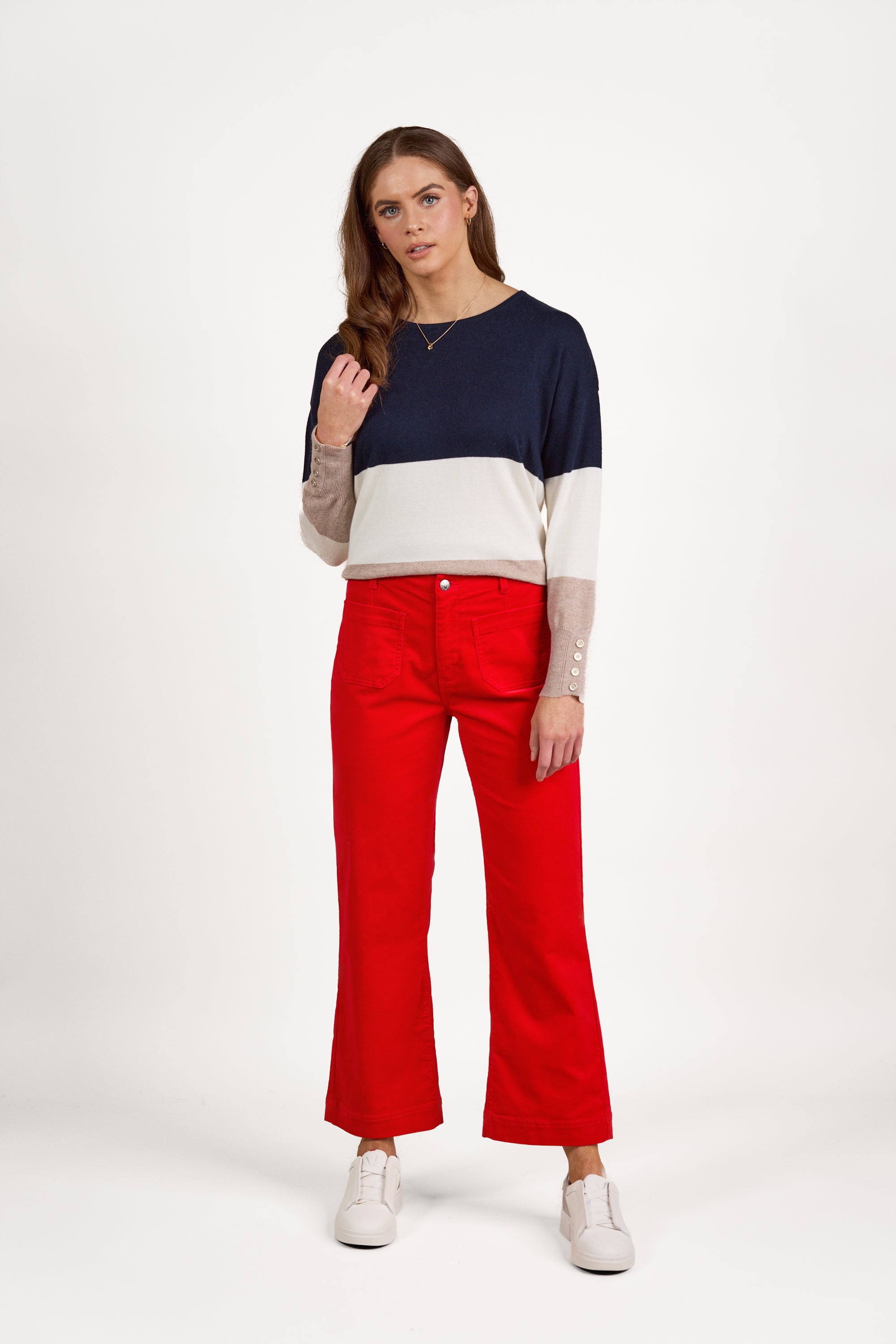 VASSALLI WIDE LEG ANKLE GRAZER CORD PANT FIESTA RED