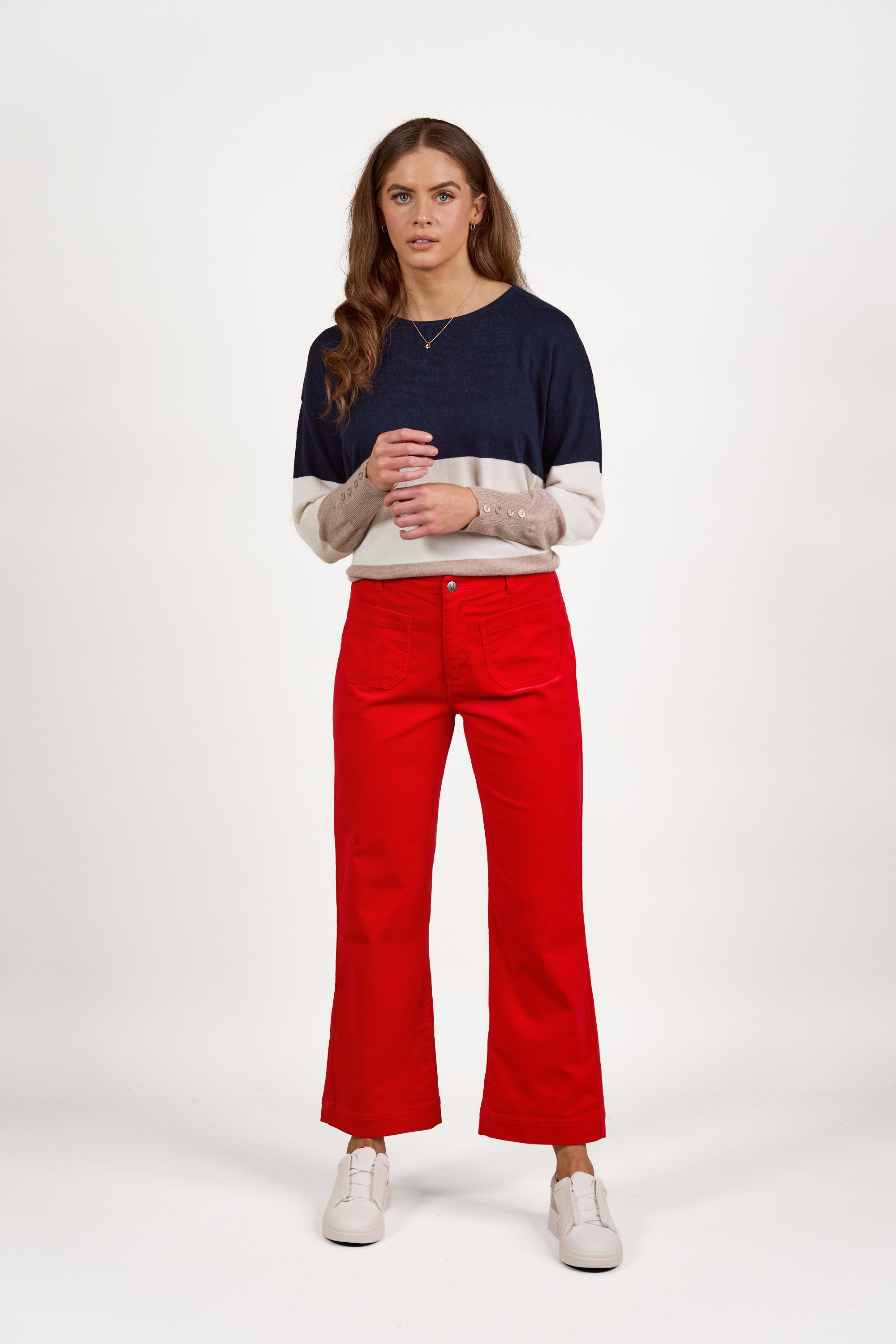 VASSALLI WIDE LEG ANKLE GRAZER CORD PANT FIESTA RED