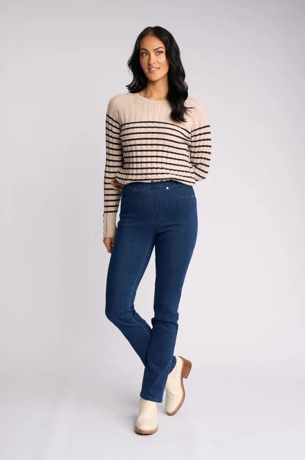 VASSALLI BAY SLIM LEG PULL ON JEAN BLUE DENIM