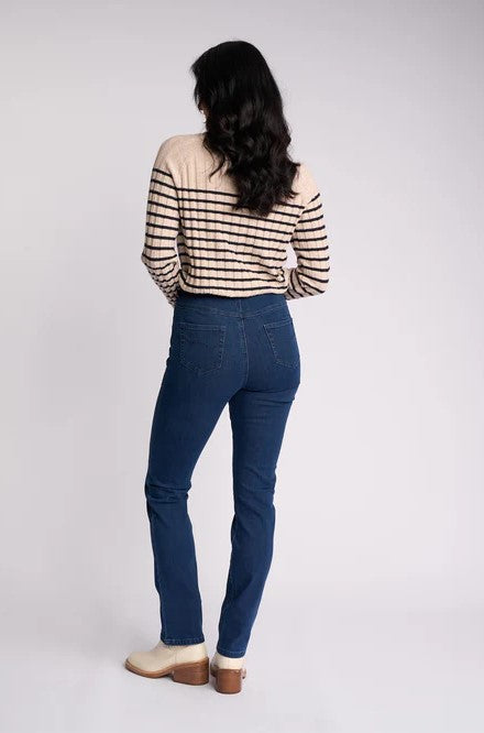 VASSALLI BAY SLIM LEG PULL ON JEAN BLUE DENIM
