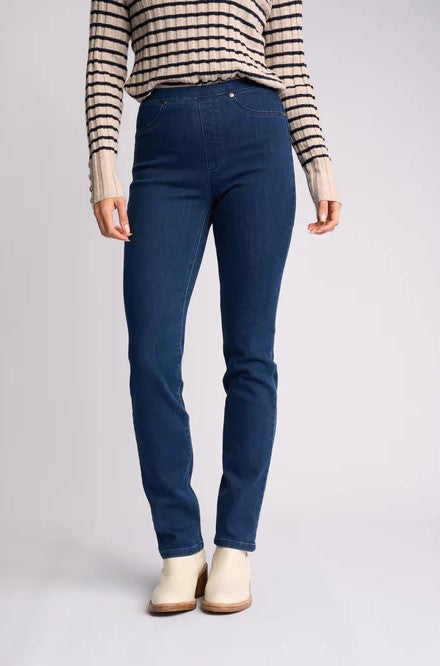 VASSALLI BAY SLIM LEG PULL ON JEAN BLUE DENIM