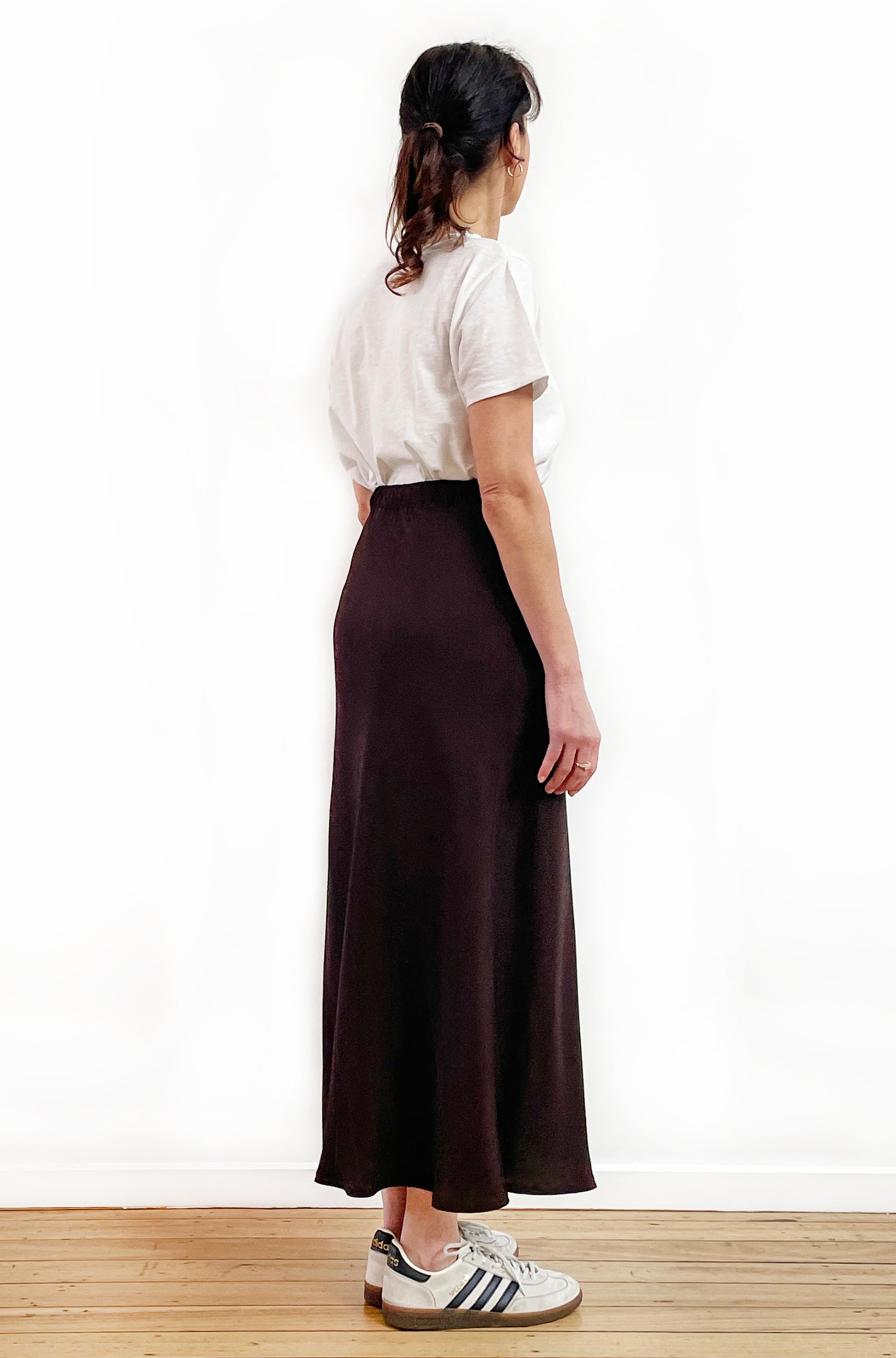 VISCOSE BIAS CUT MIDI SKIRT CHOCOLATE