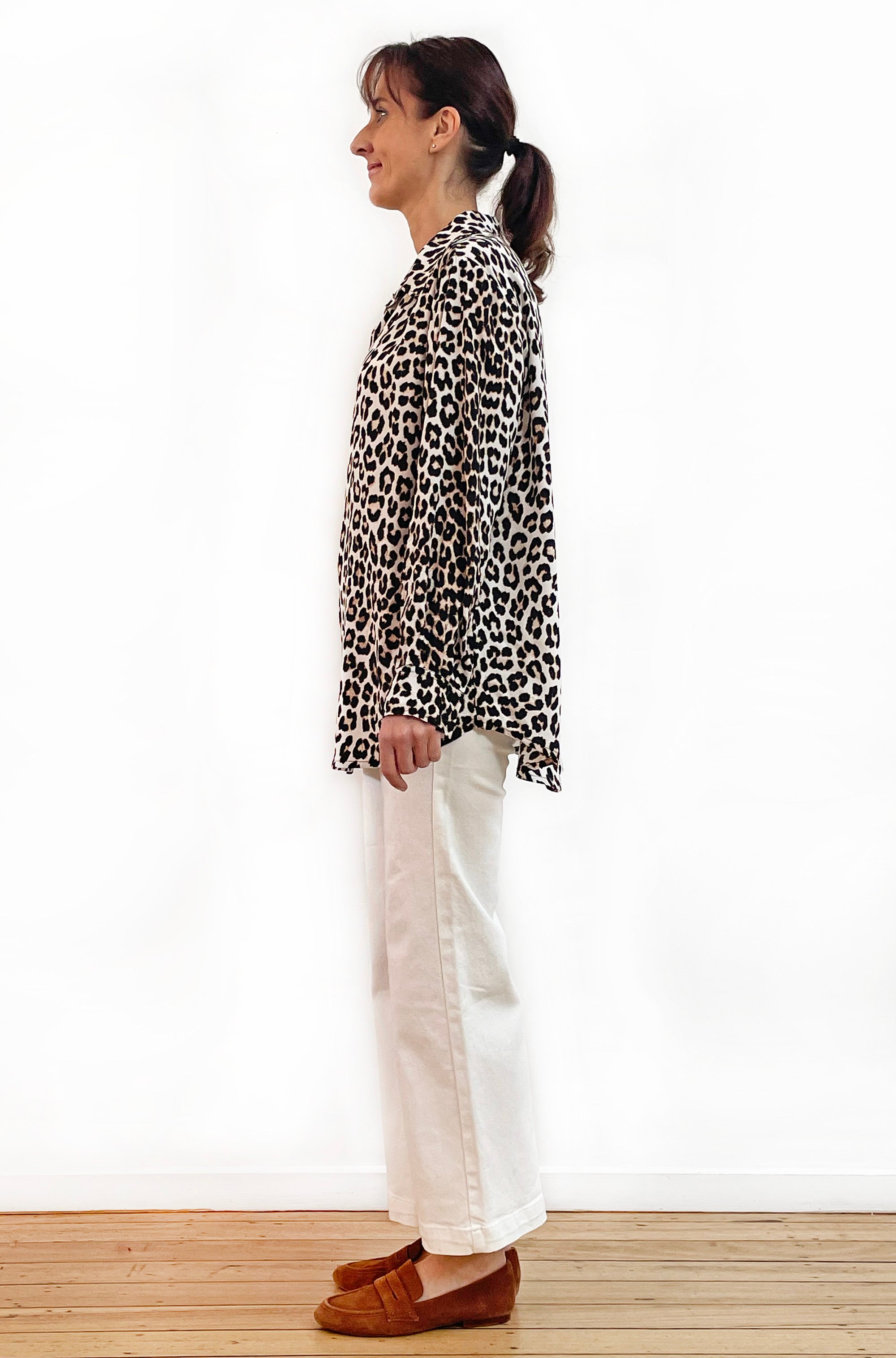 VISCOSE BUTTON THRU SHIRT LEOPARD