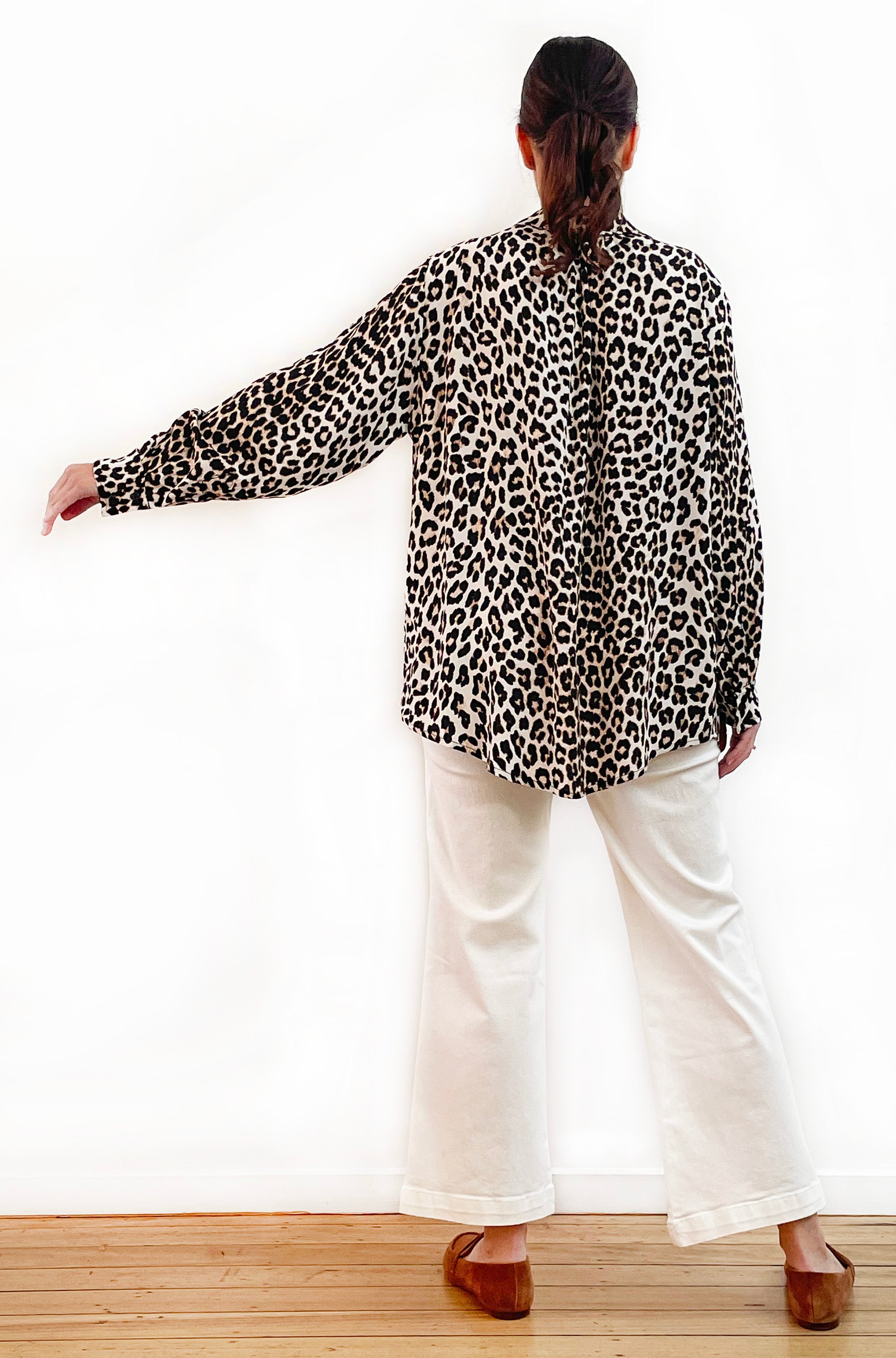 VISCOSE BUTTON THRU SHIRT LEOPARD