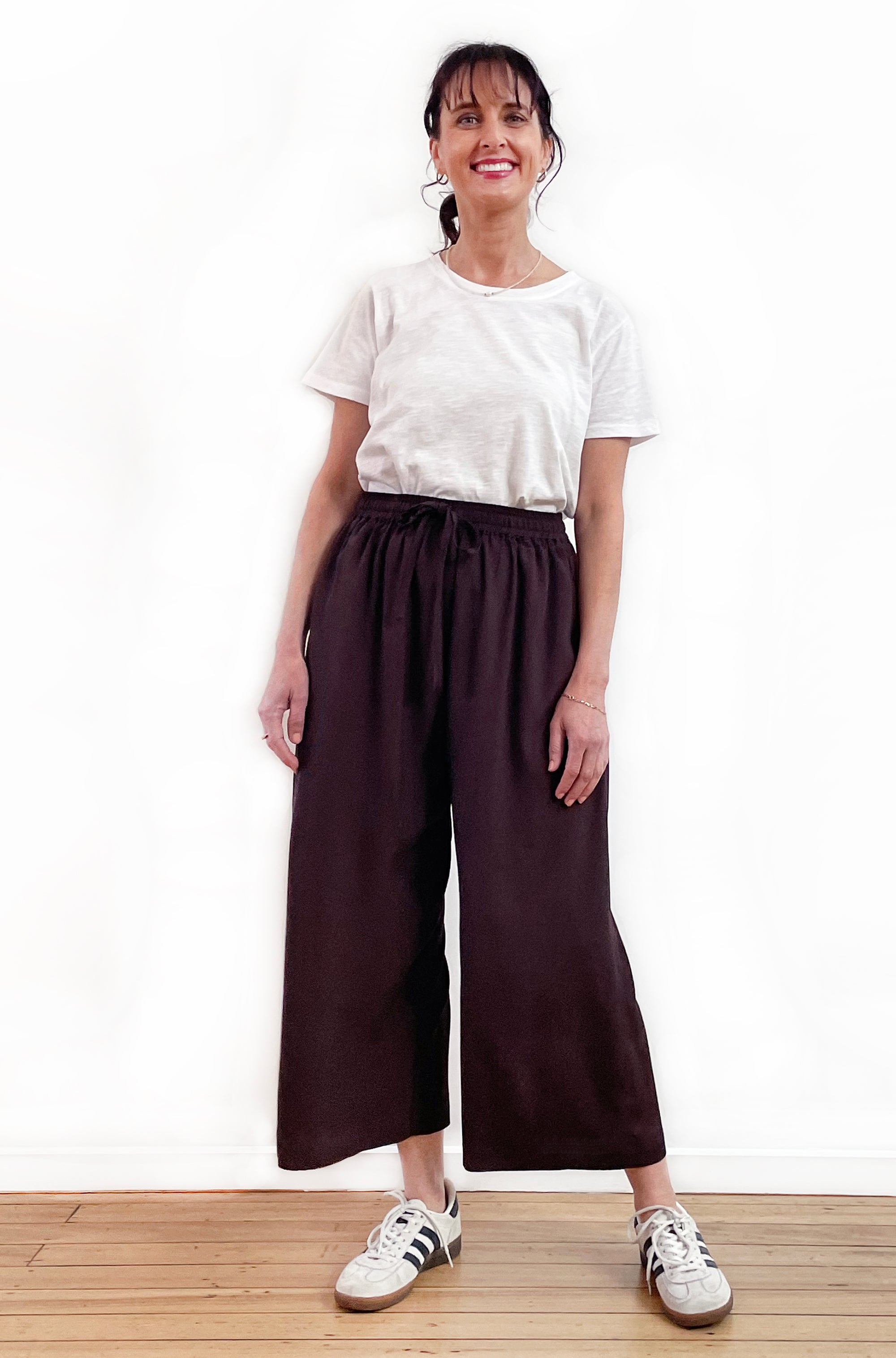 VISCOSE CROPPED WIDE LEG PANT CHOCOLATE