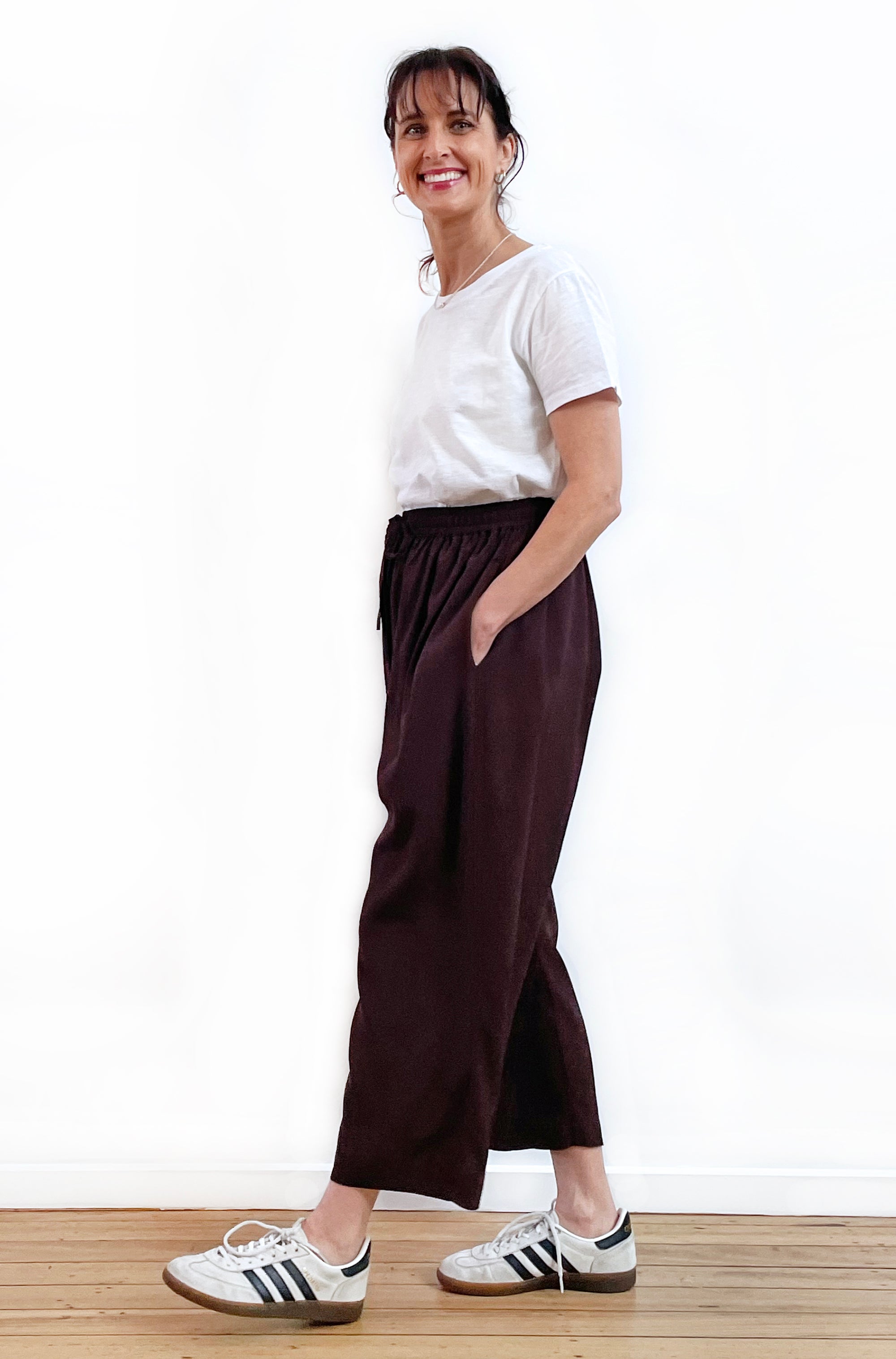 VISCOSE CROPPED WIDE LEG PANT CHOCOLATE
