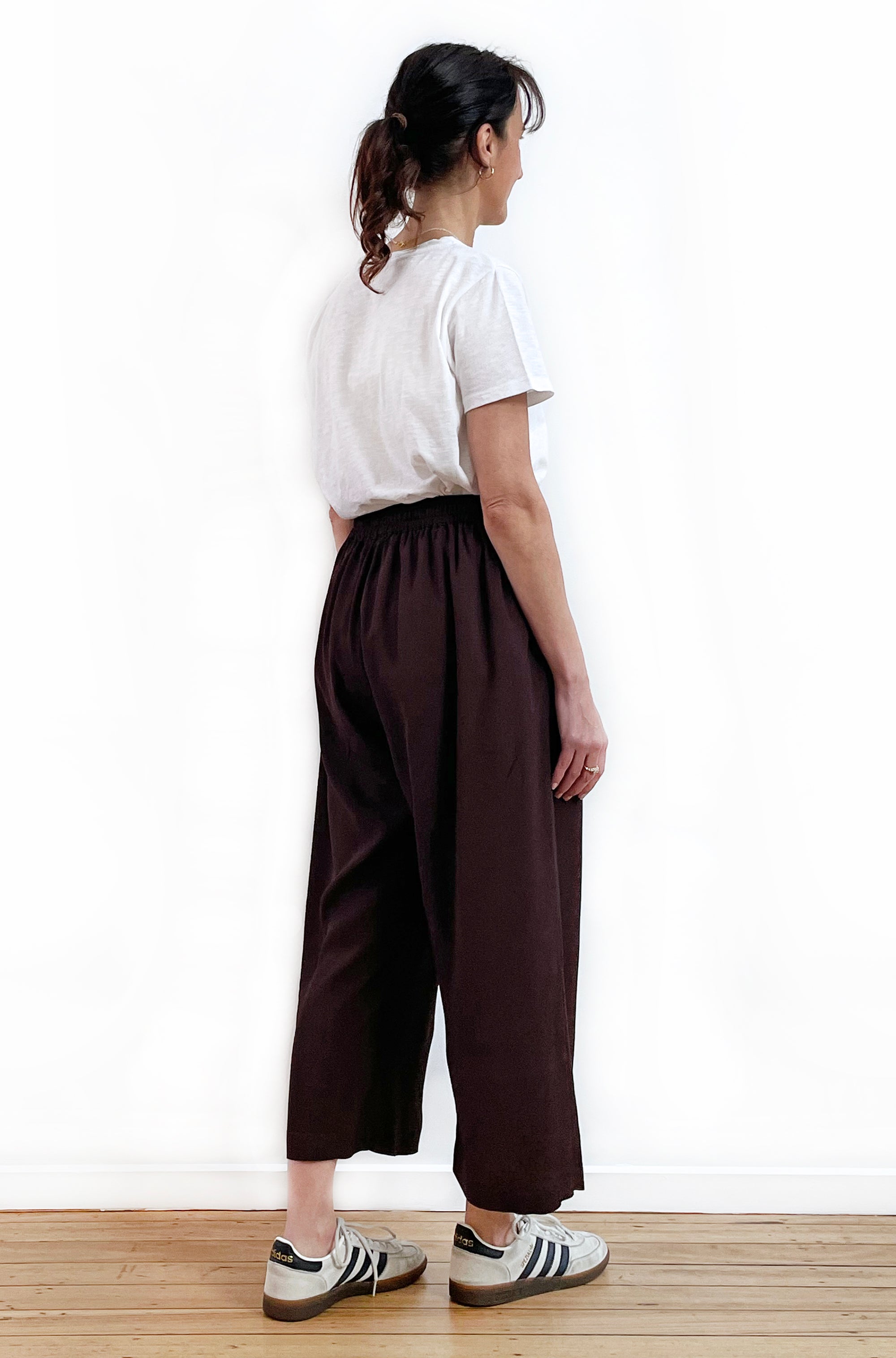 VISCOSE CROPPED WIDE LEG PANT CHOCOLATE