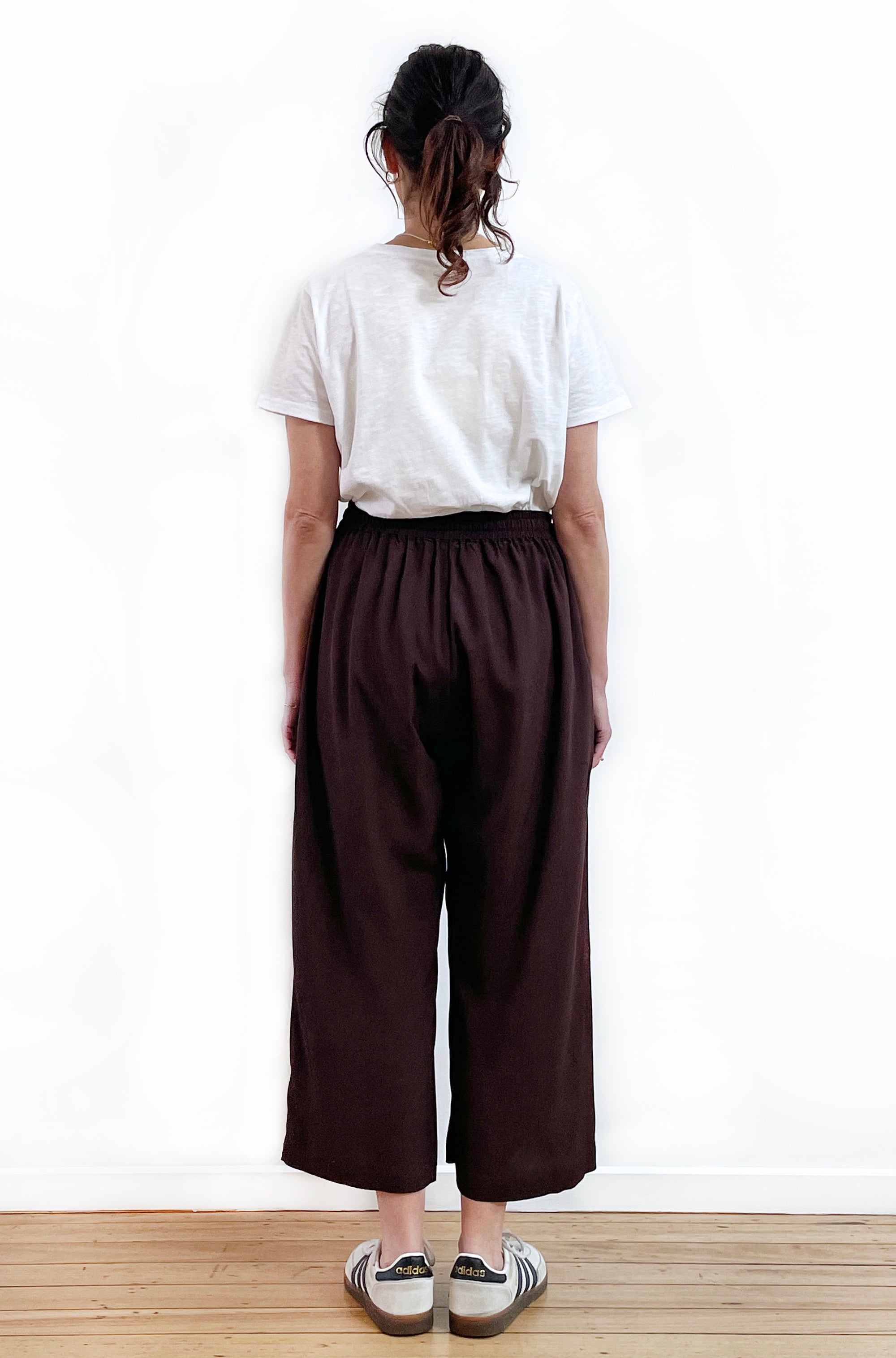 VISCOSE CROPPED WIDE LEG PANT CHOCOLATE
