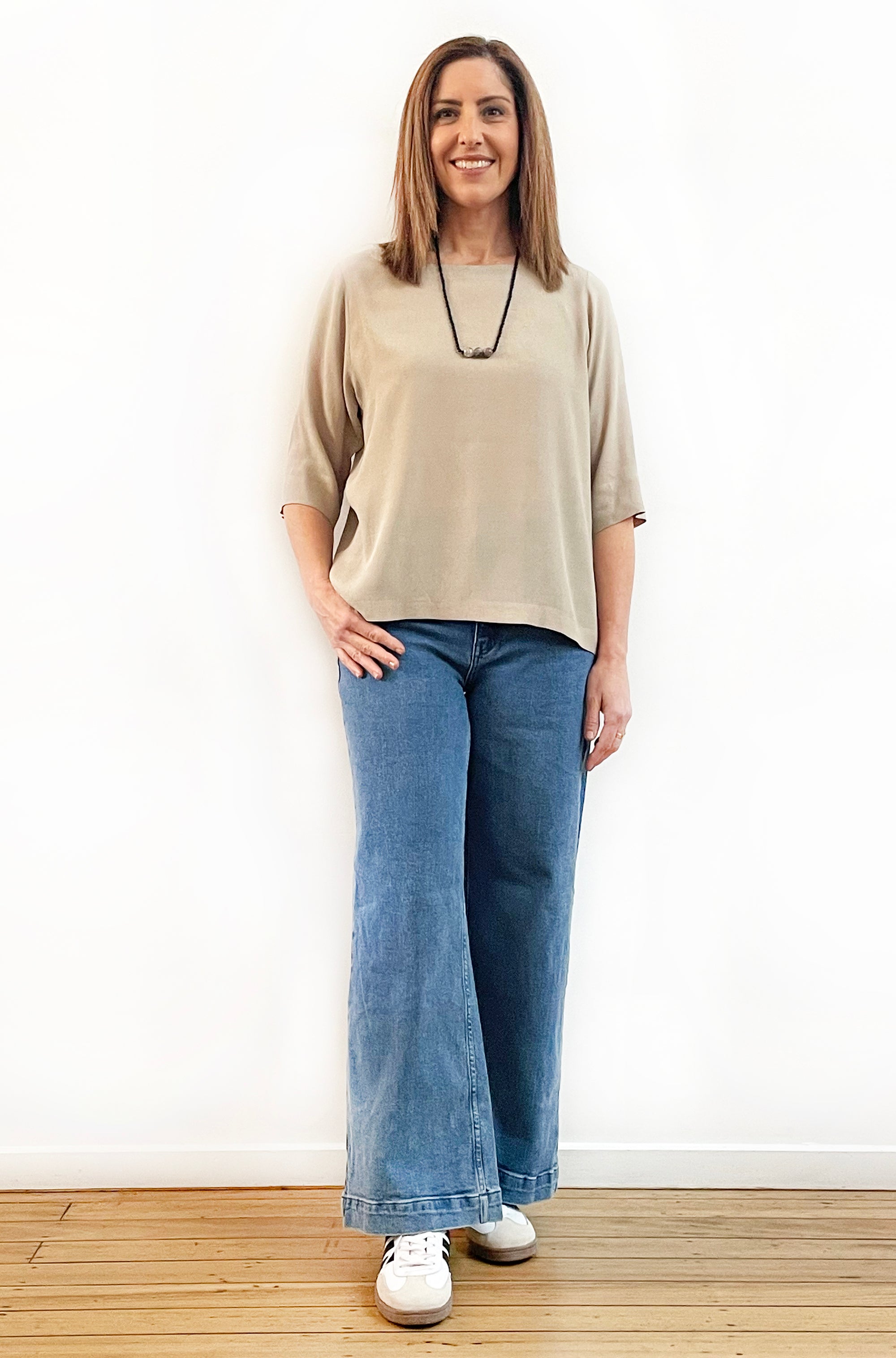 VISCOSE FITTED SLEEVE TOP STONE