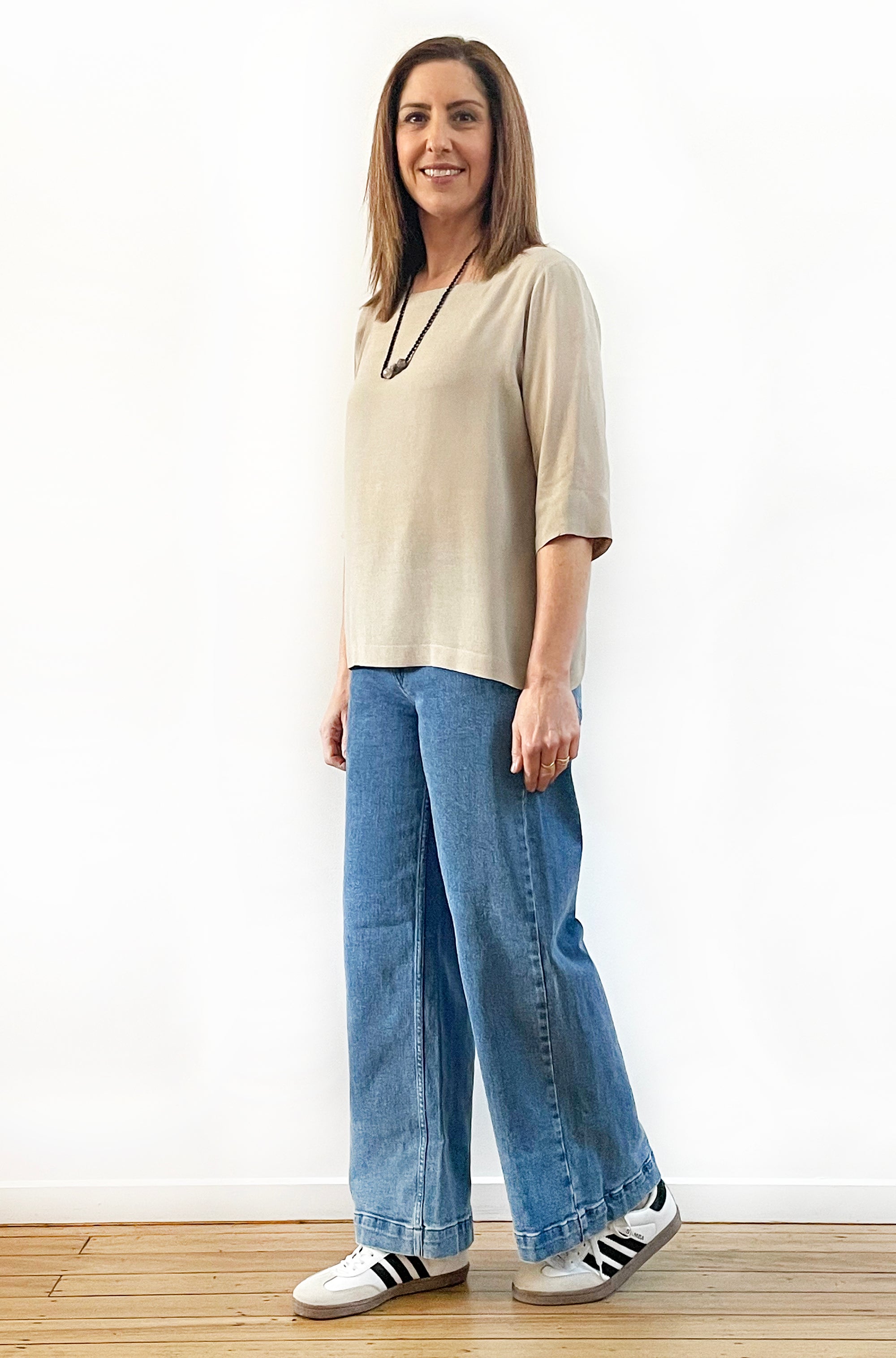 VISCOSE FITTED SLEEVE TOP STONE