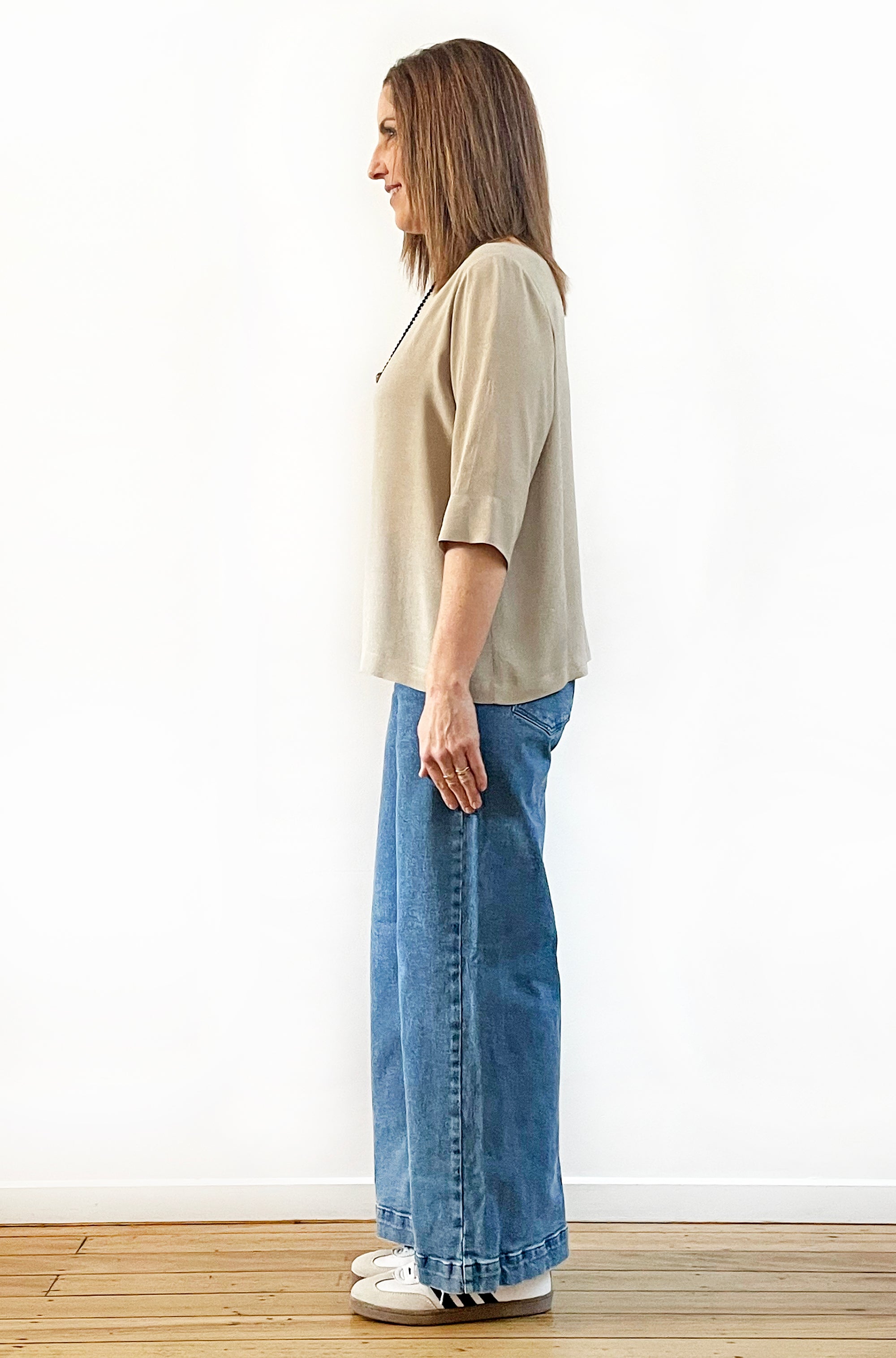 VISCOSE FITTED SLEEVE TOP STONE