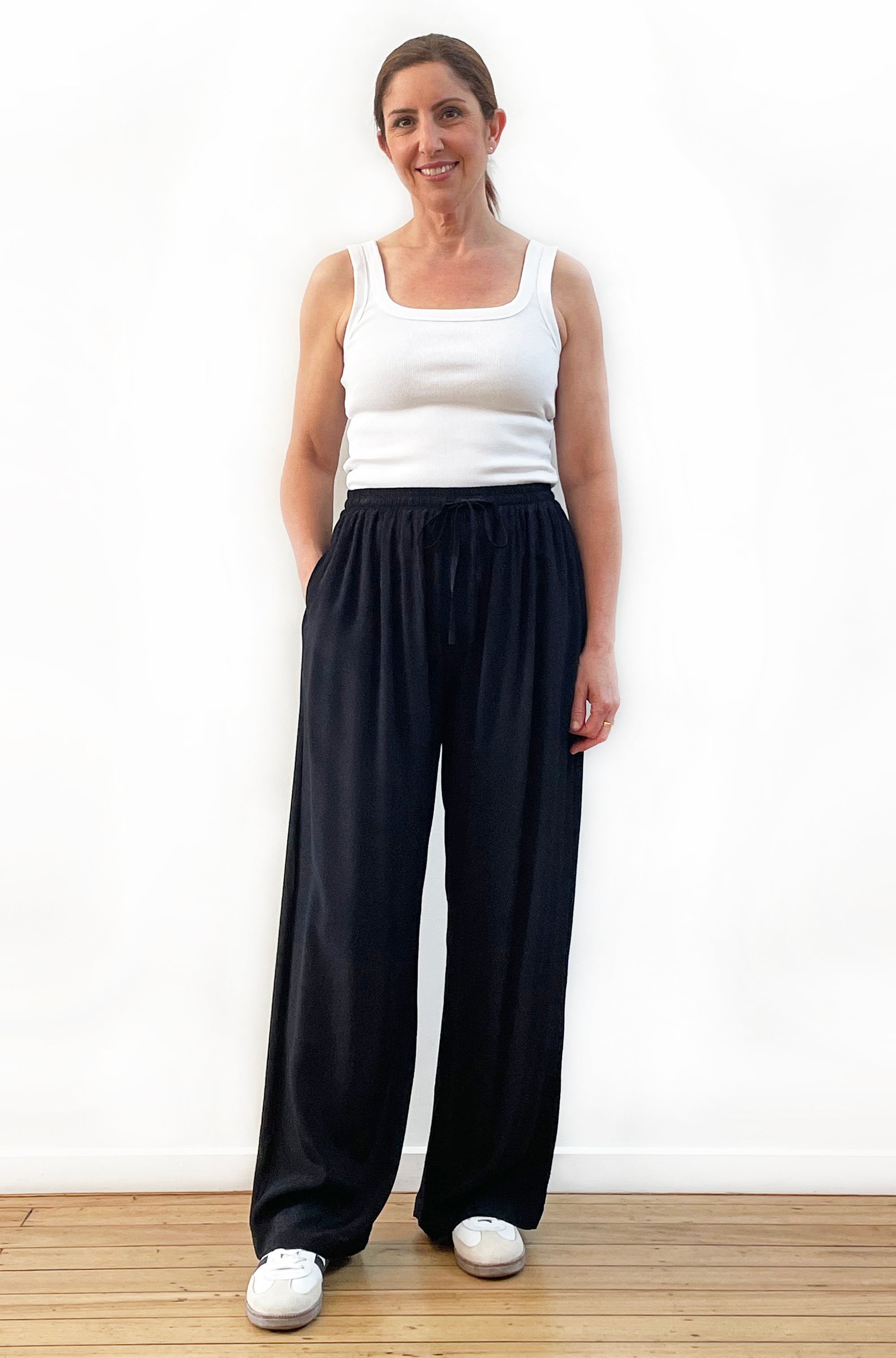 VISCOSE FULL LENGTH WIDE LEG PANT BLACK