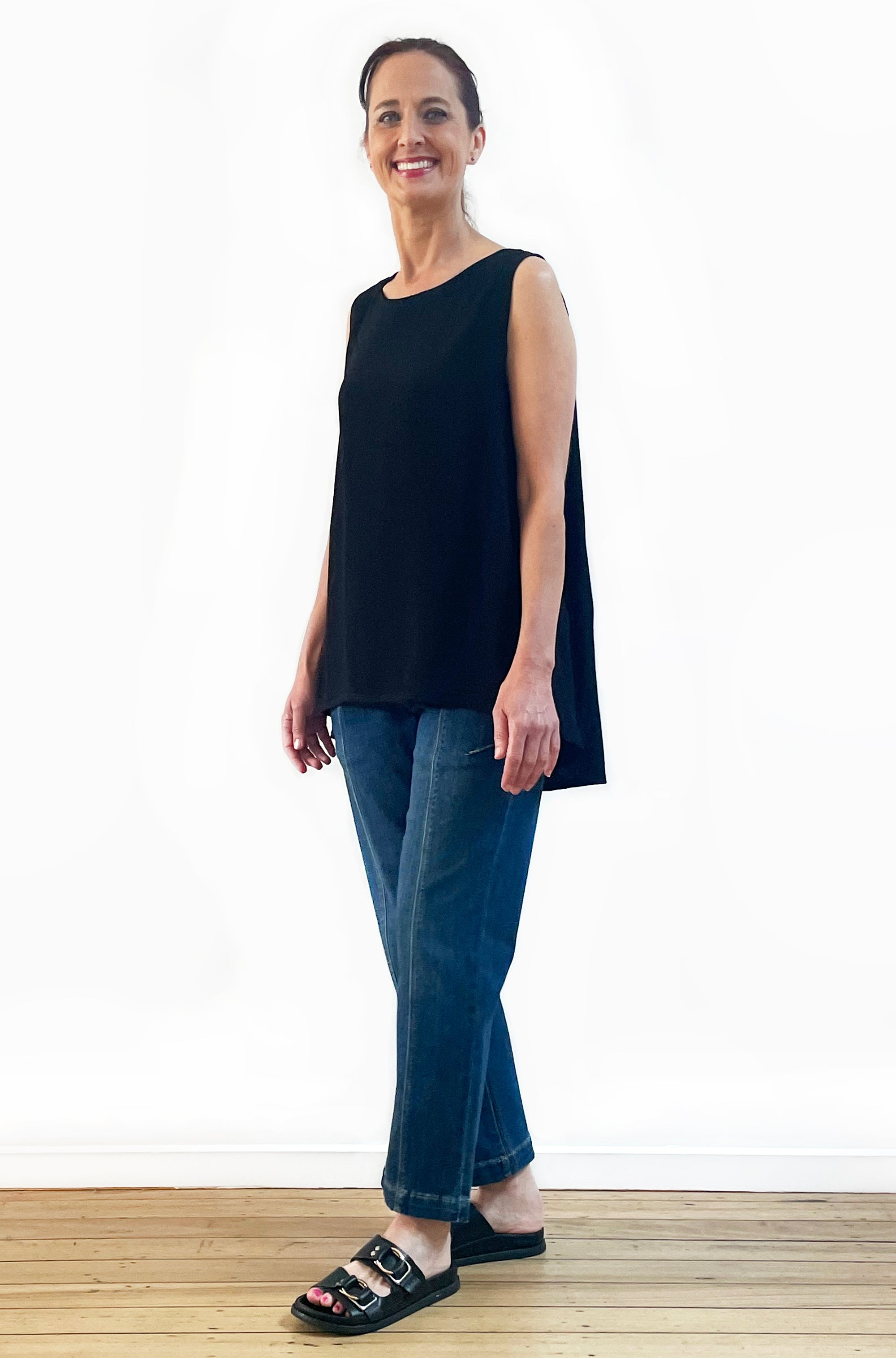 VISCOSE HI LO TANK BLACK