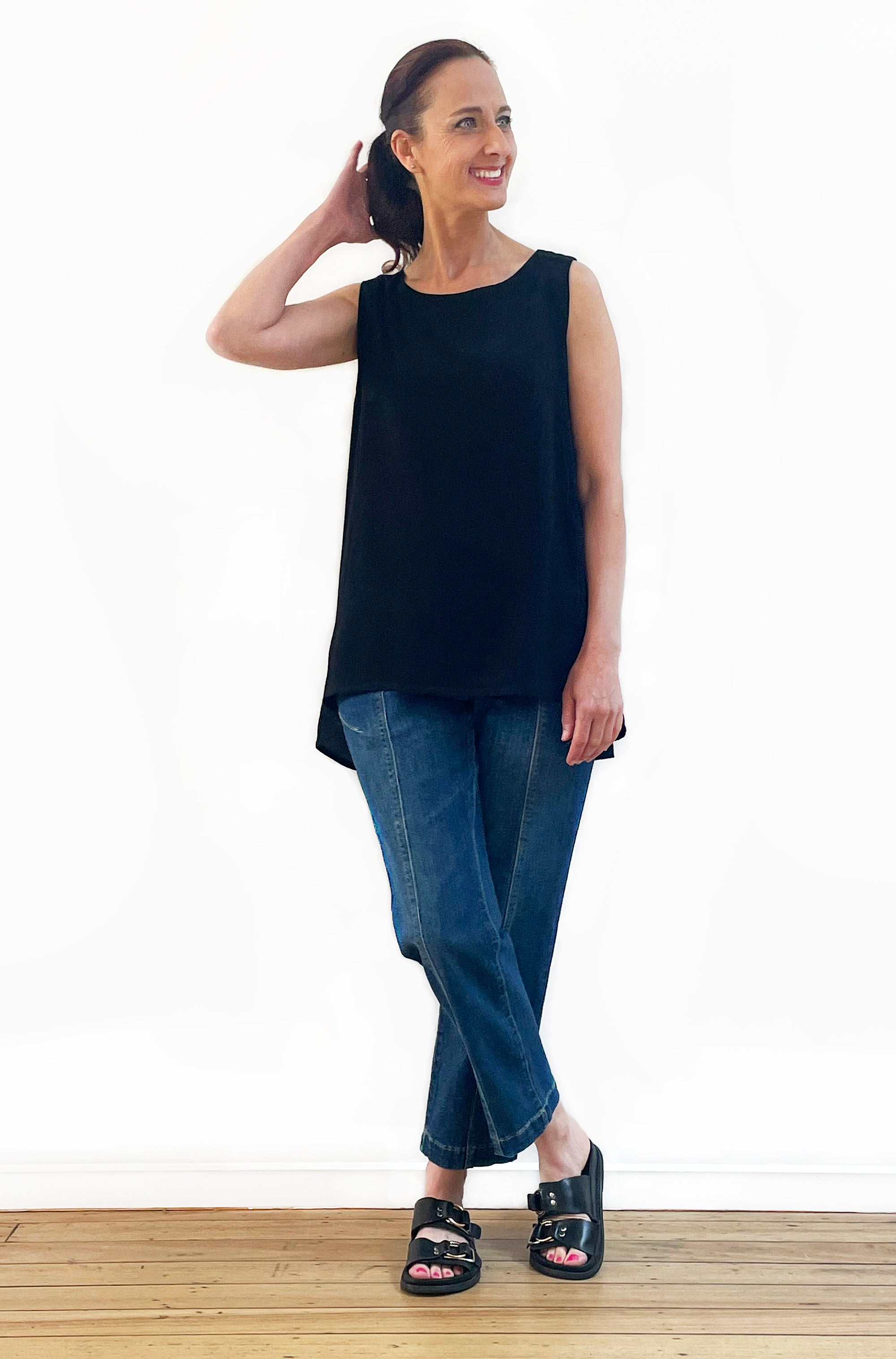 VISCOSE HI LO TANK BLACK