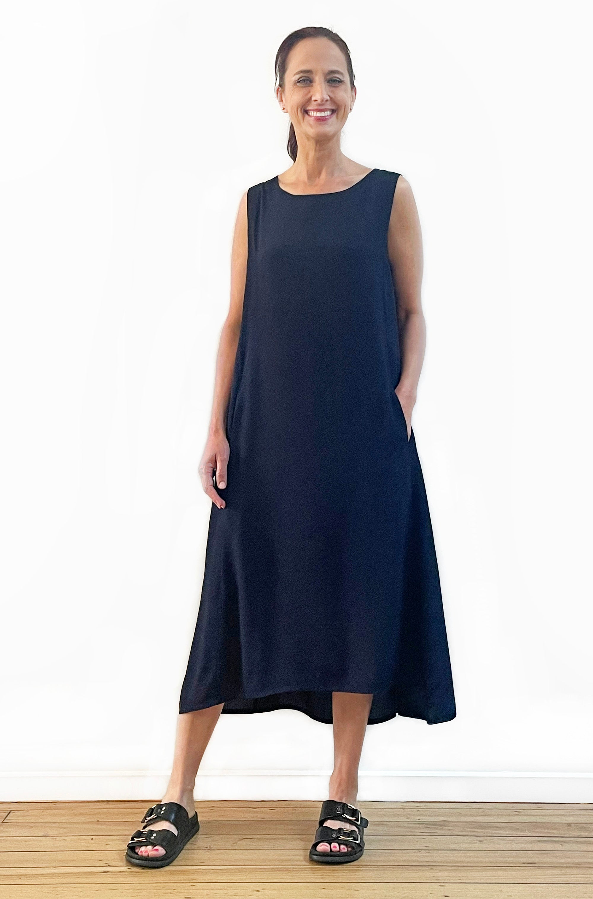 VISCOSE HI LO TANK DRESS DARK NAVY