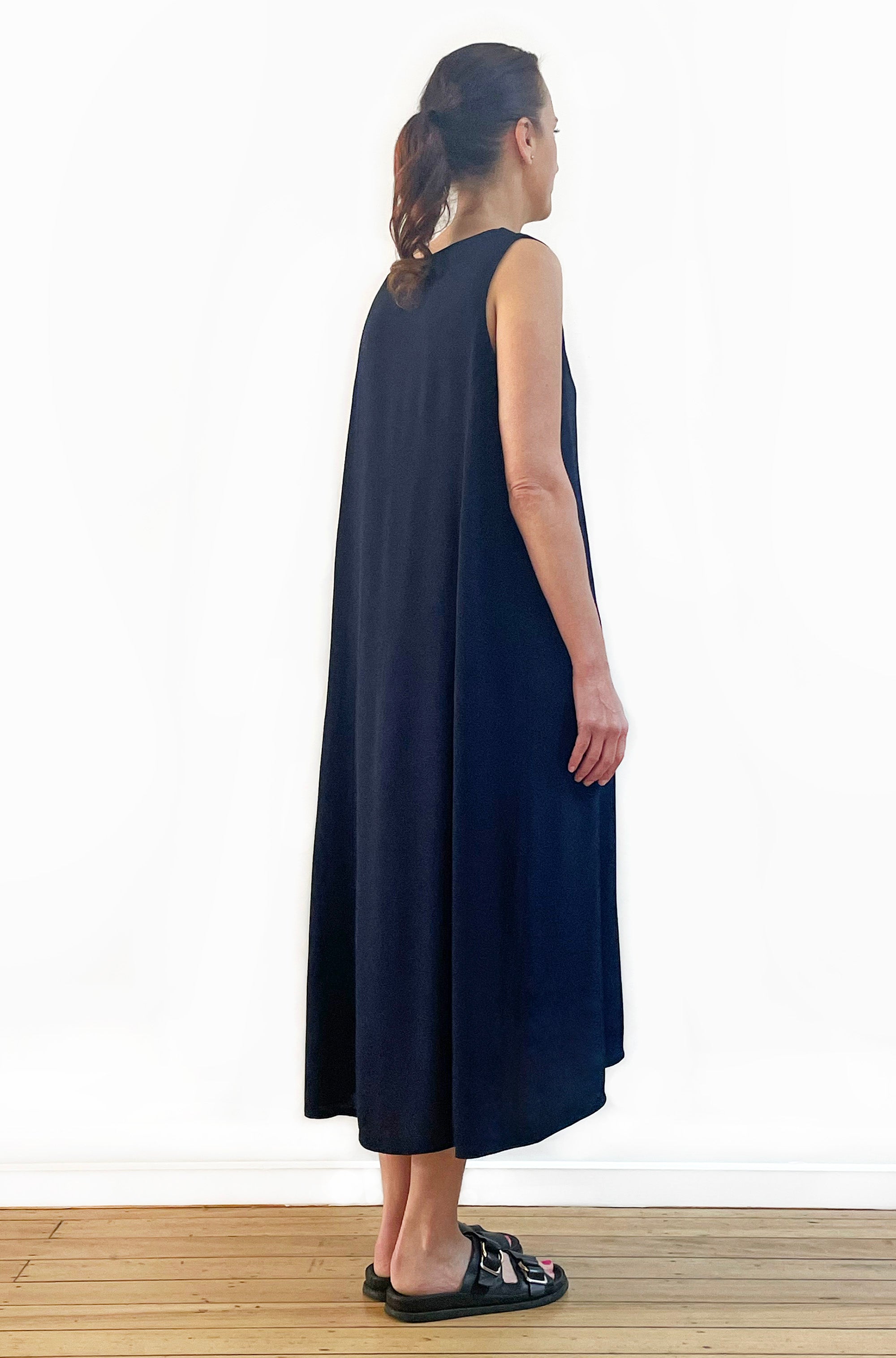 VISCOSE HI LO TANK DRESS DARK NAVY