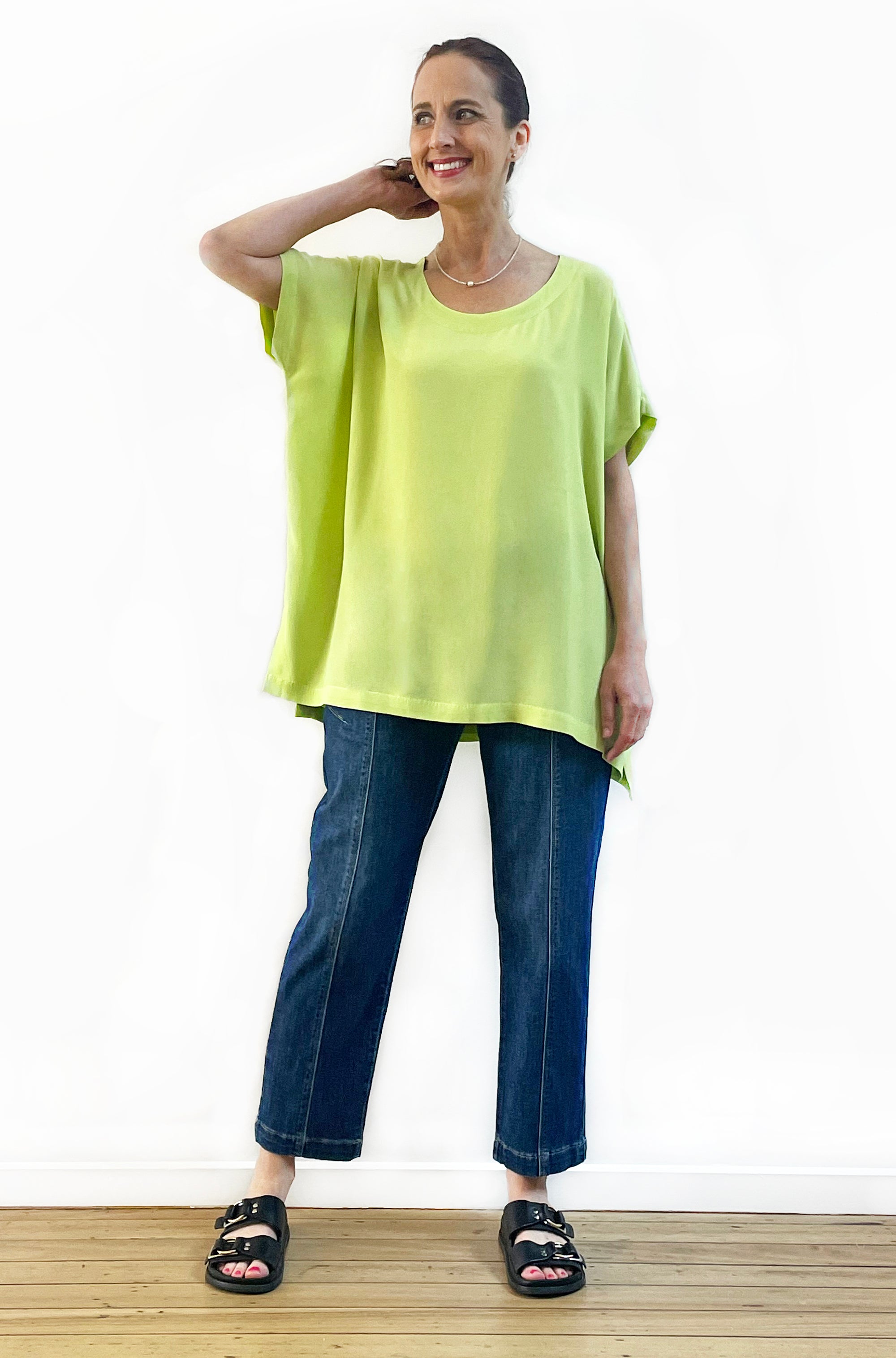 VISCOSE WOVEN TEE TOP LIME