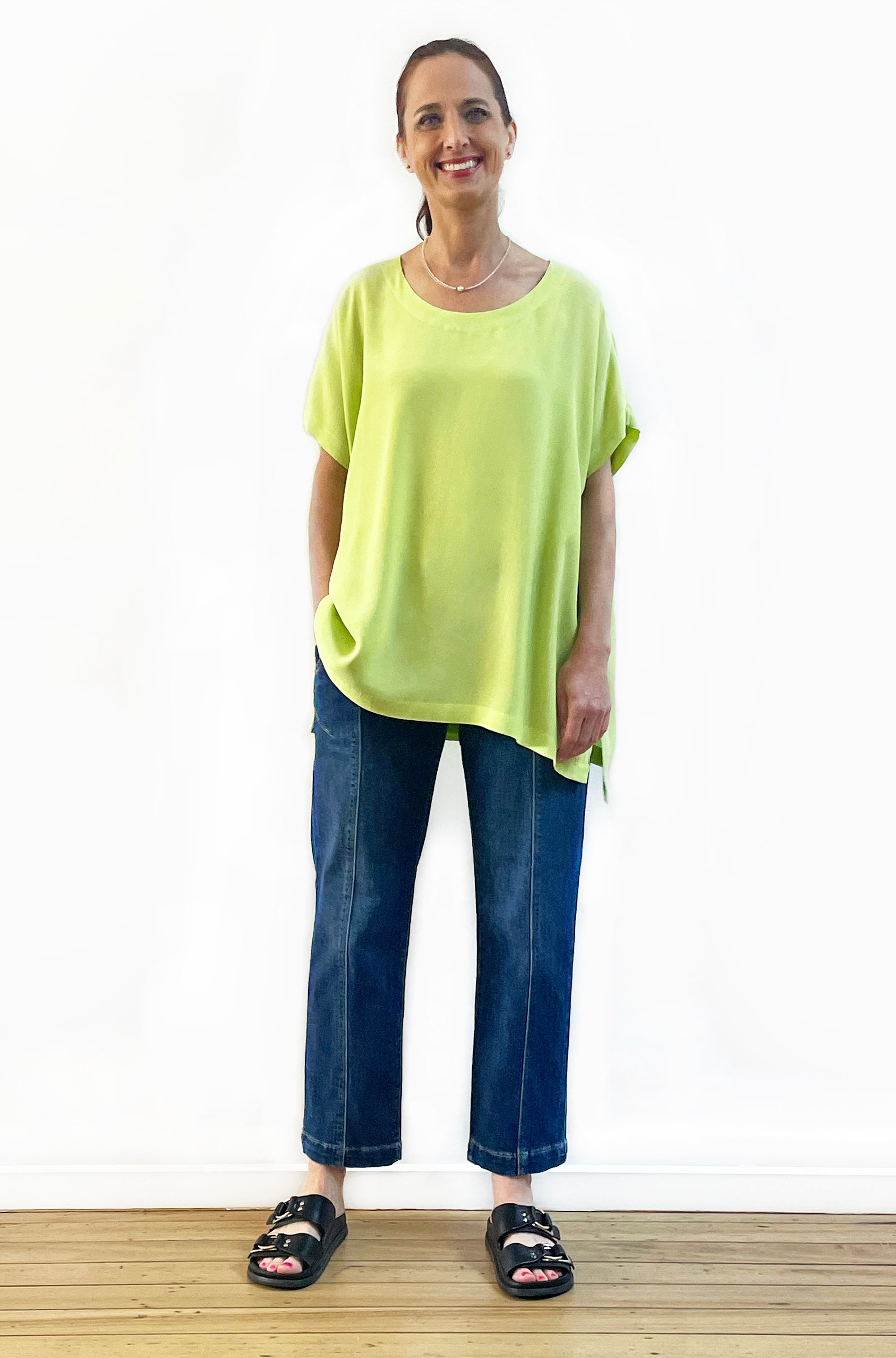 VISCOSE WOVEN TEE TOP LIME