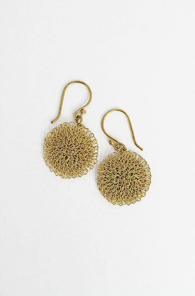 SMALL WIRE DISC EARRINGS BRASS