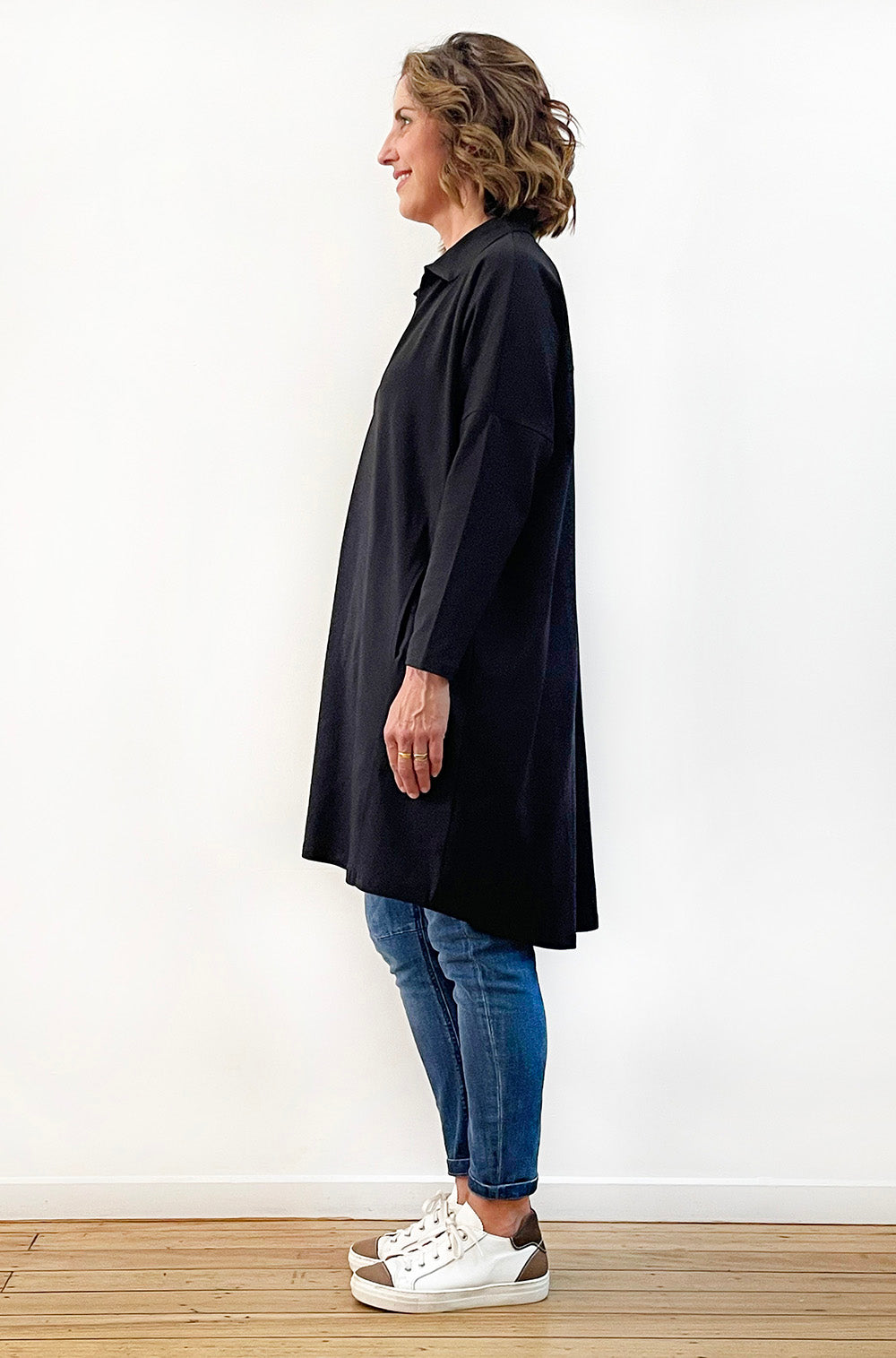 BAMBOO/ORGANIC COTTON COLLARED DRESS BLACK