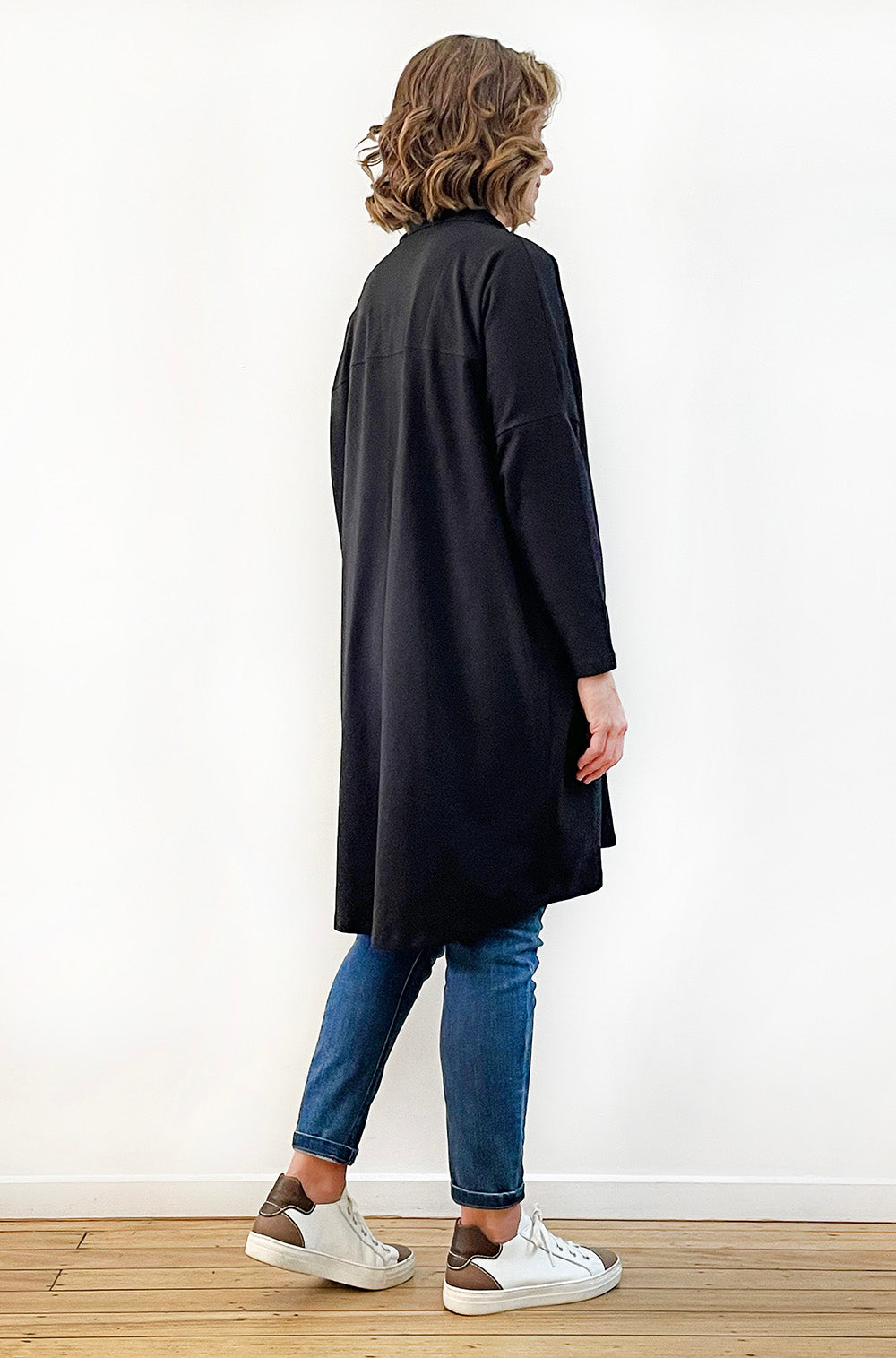 BAMBOO/ORGANIC COTTON COLLARED DRESS BLACK