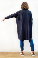 BAMBOO/ORGANIC COTTON COLLARED DRESS PEWTER