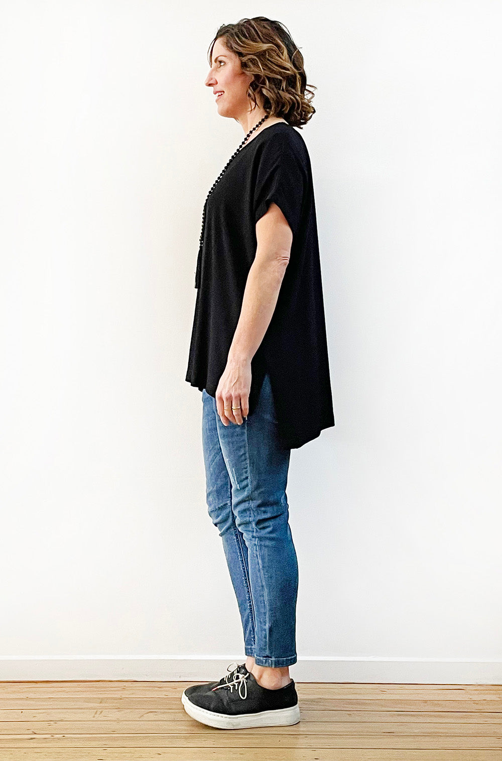 VISCOSE WOVEN TEE BLACK