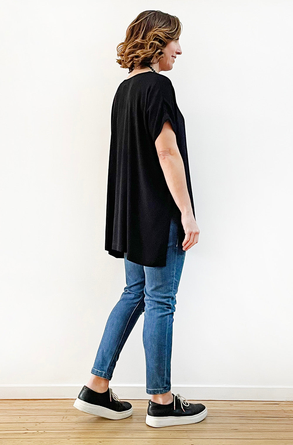 VISCOSE WOVEN TEE BLACK